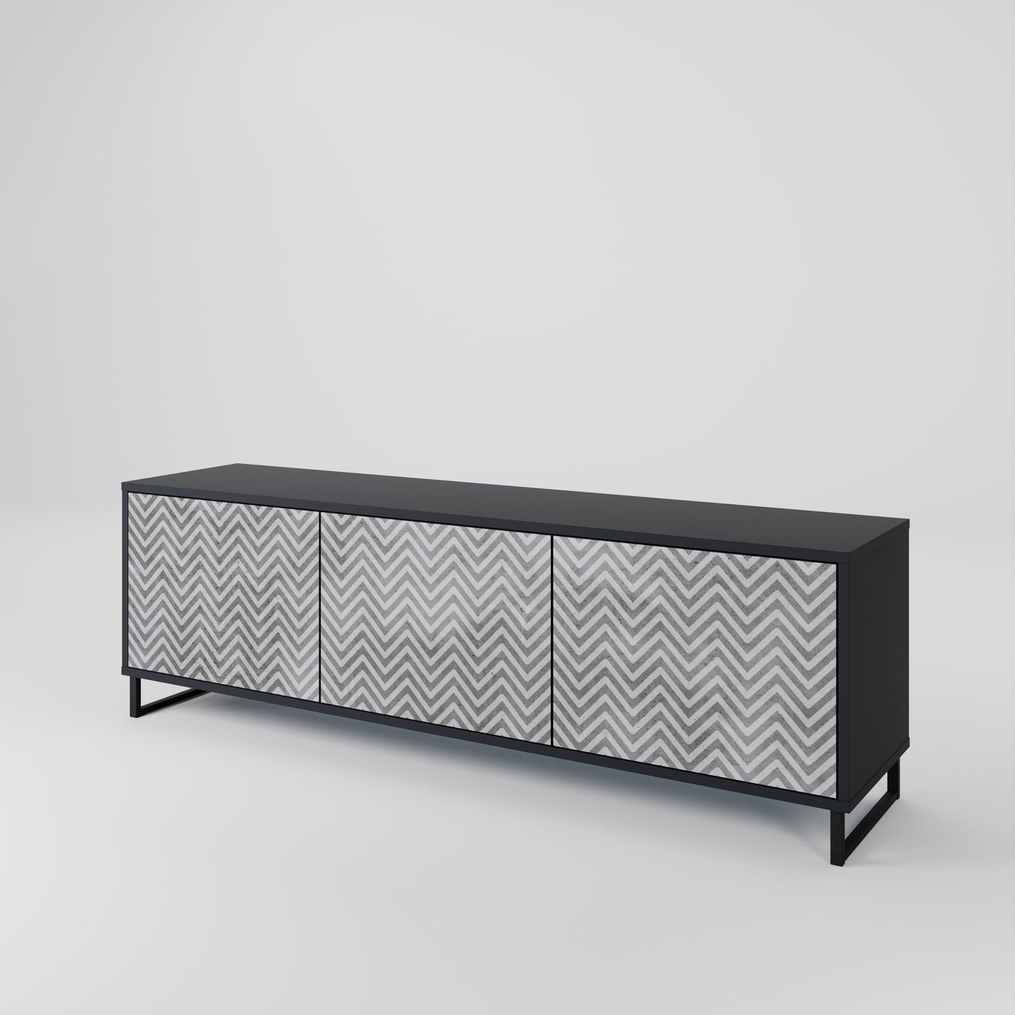 CONCRETE ZIG ZAG Třídveřový TV stolek