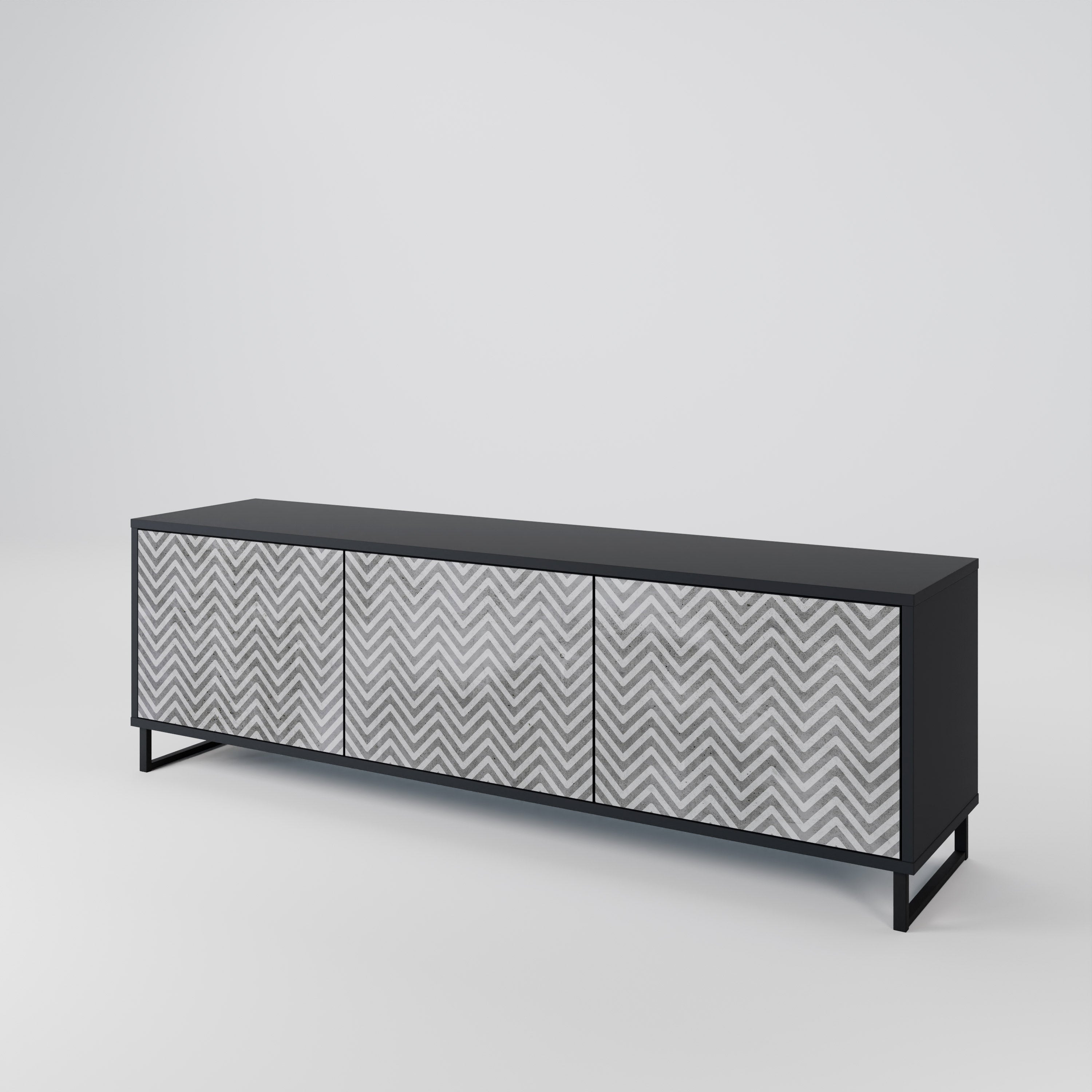 CONCRETE ZIG ZAG Třídveřový TV stolek
