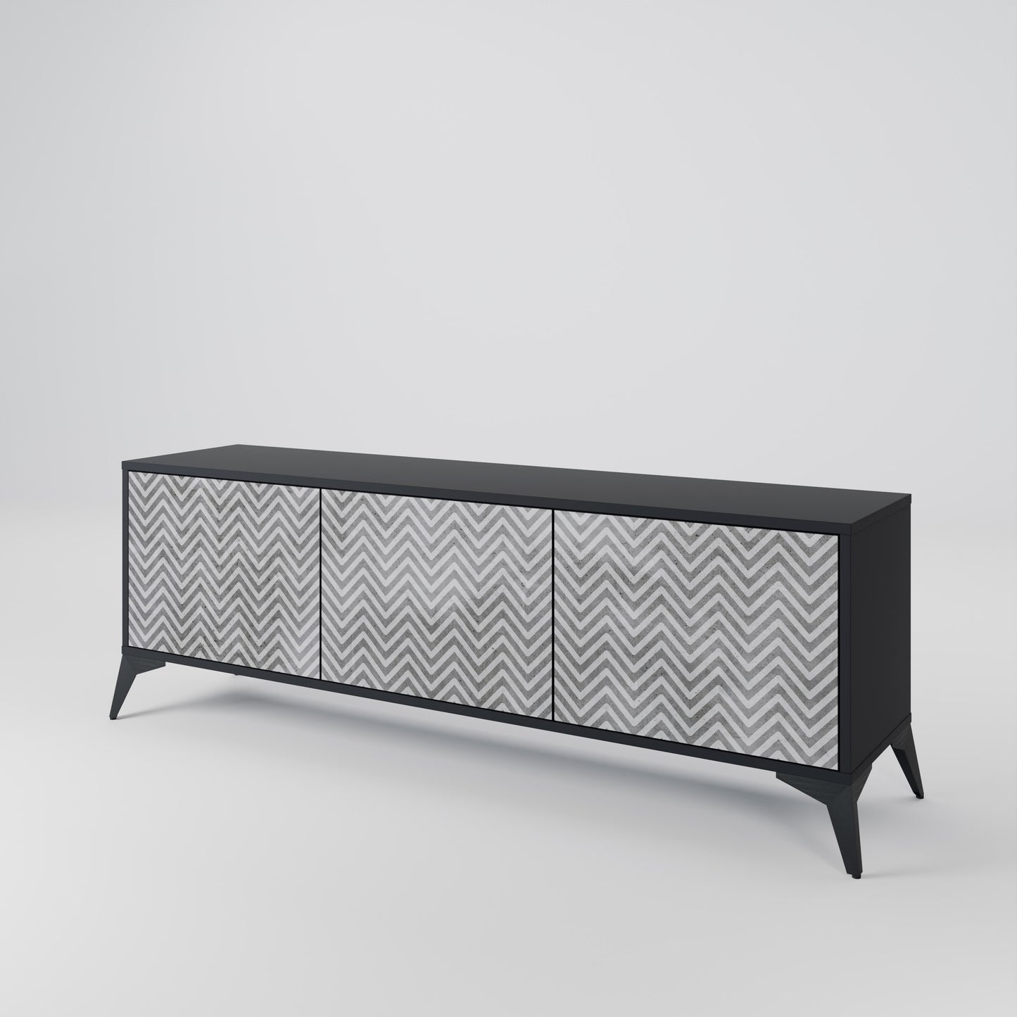CONCRETE ZIG ZAG Třídveřový TV stolek