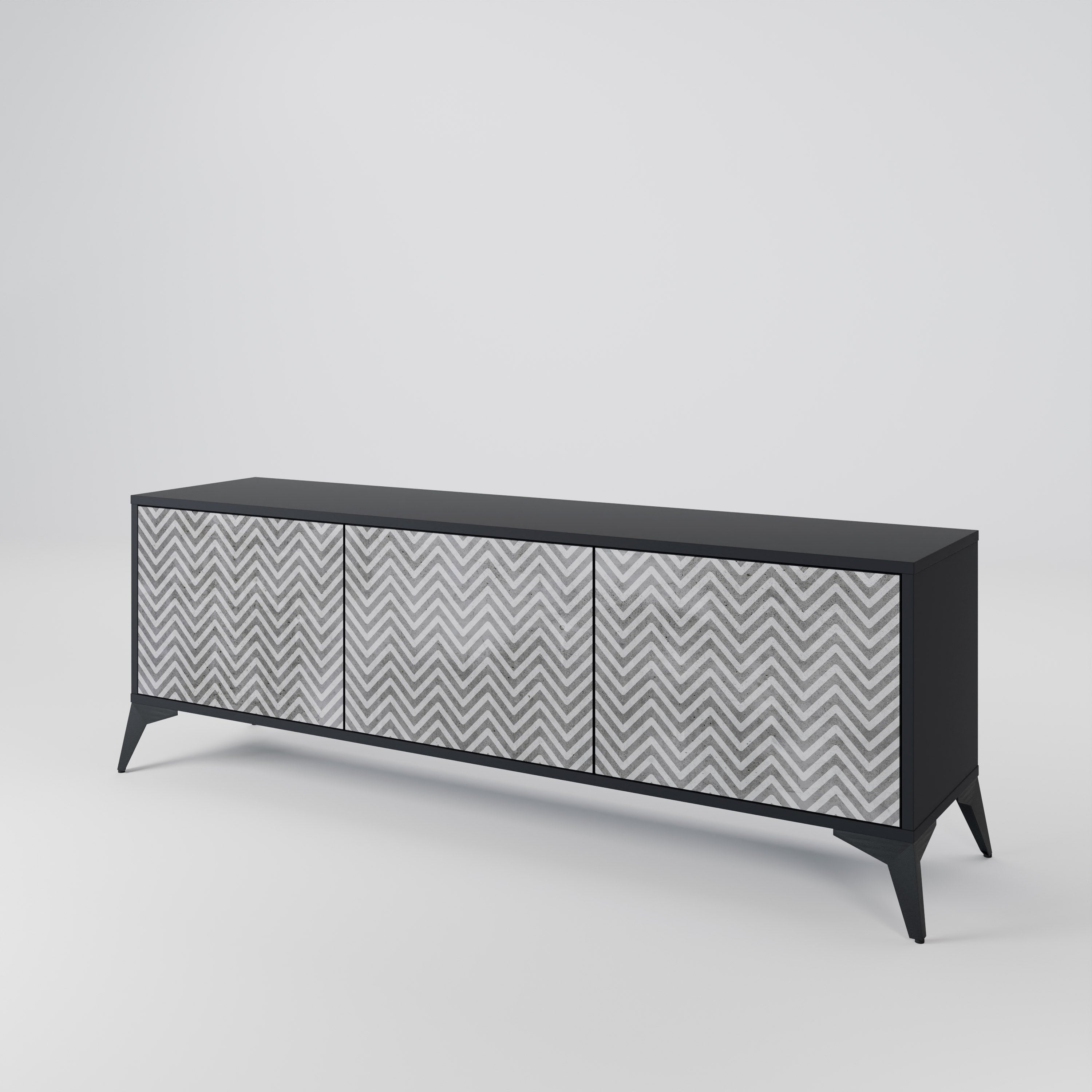 CONCRETE ZIG ZAG Třídveřový TV stolek