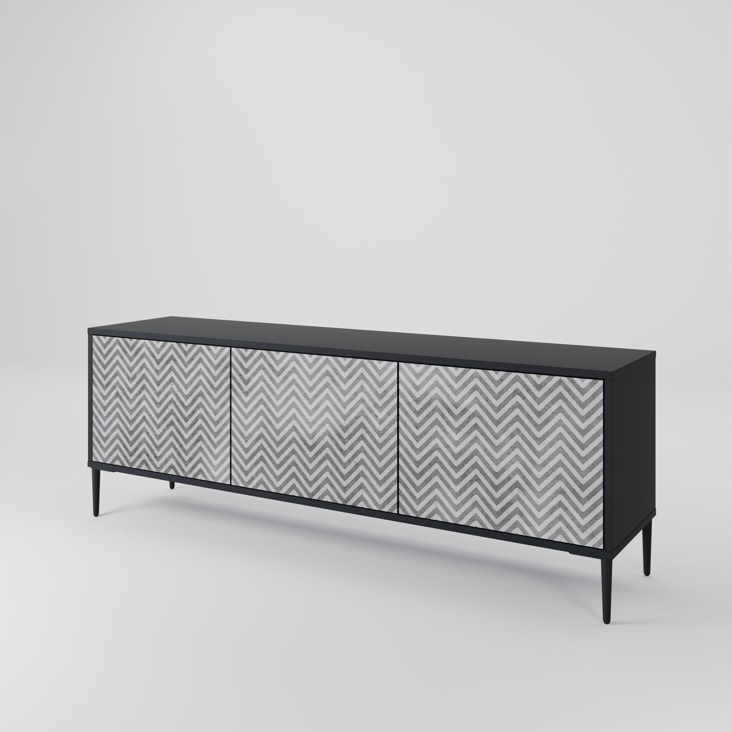 CONCRETE ZIG ZAG Třídveřový TV stolek