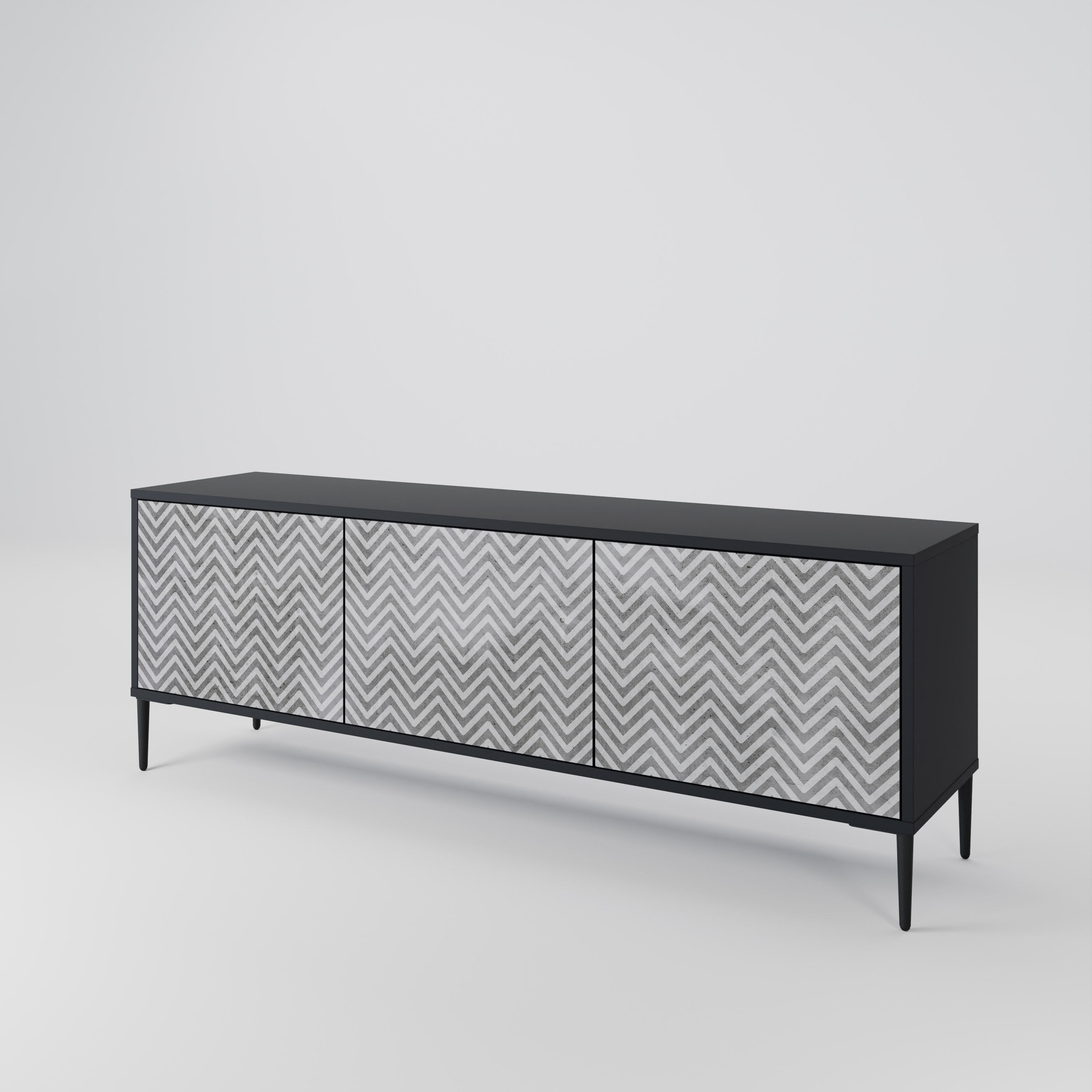 CONCRETE ZIG ZAG Třídveřový TV stolek