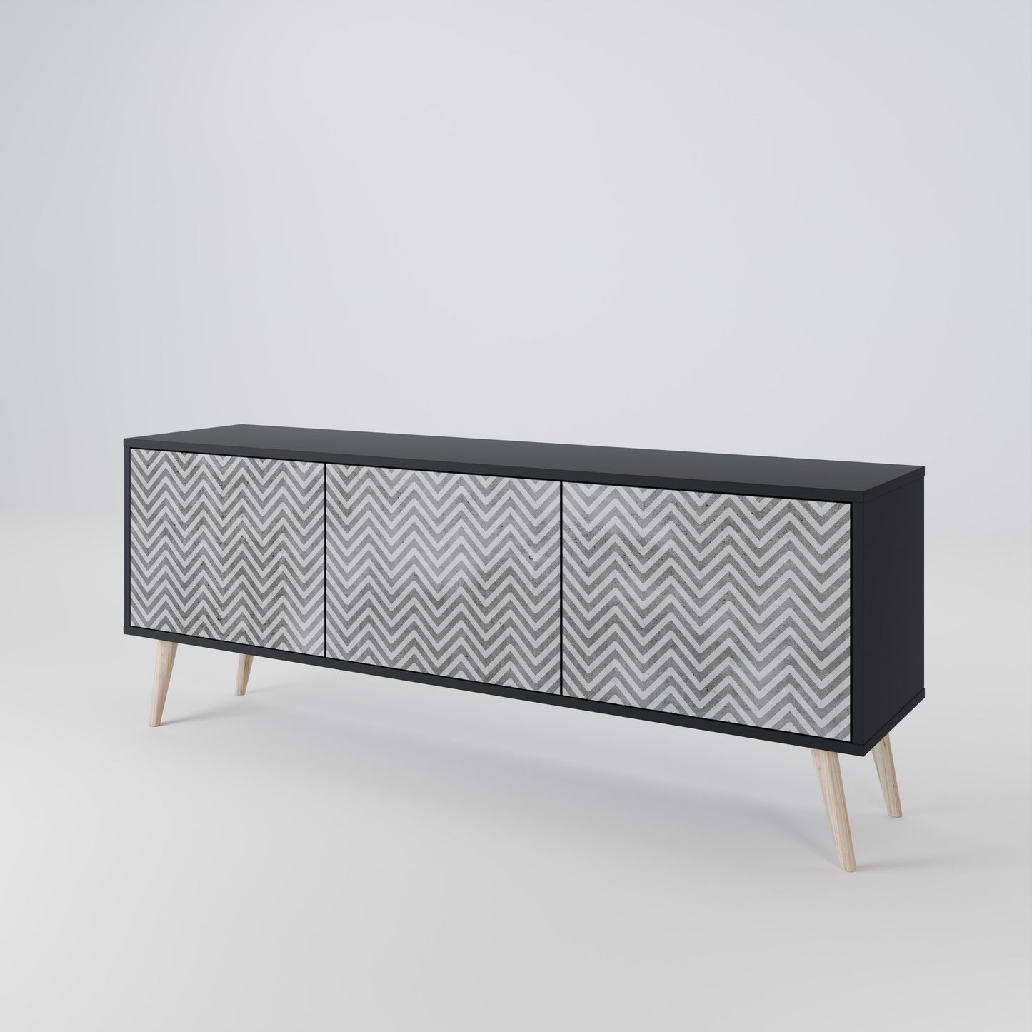 CONCRETE ZIG ZAG Třídveřový TV stolek