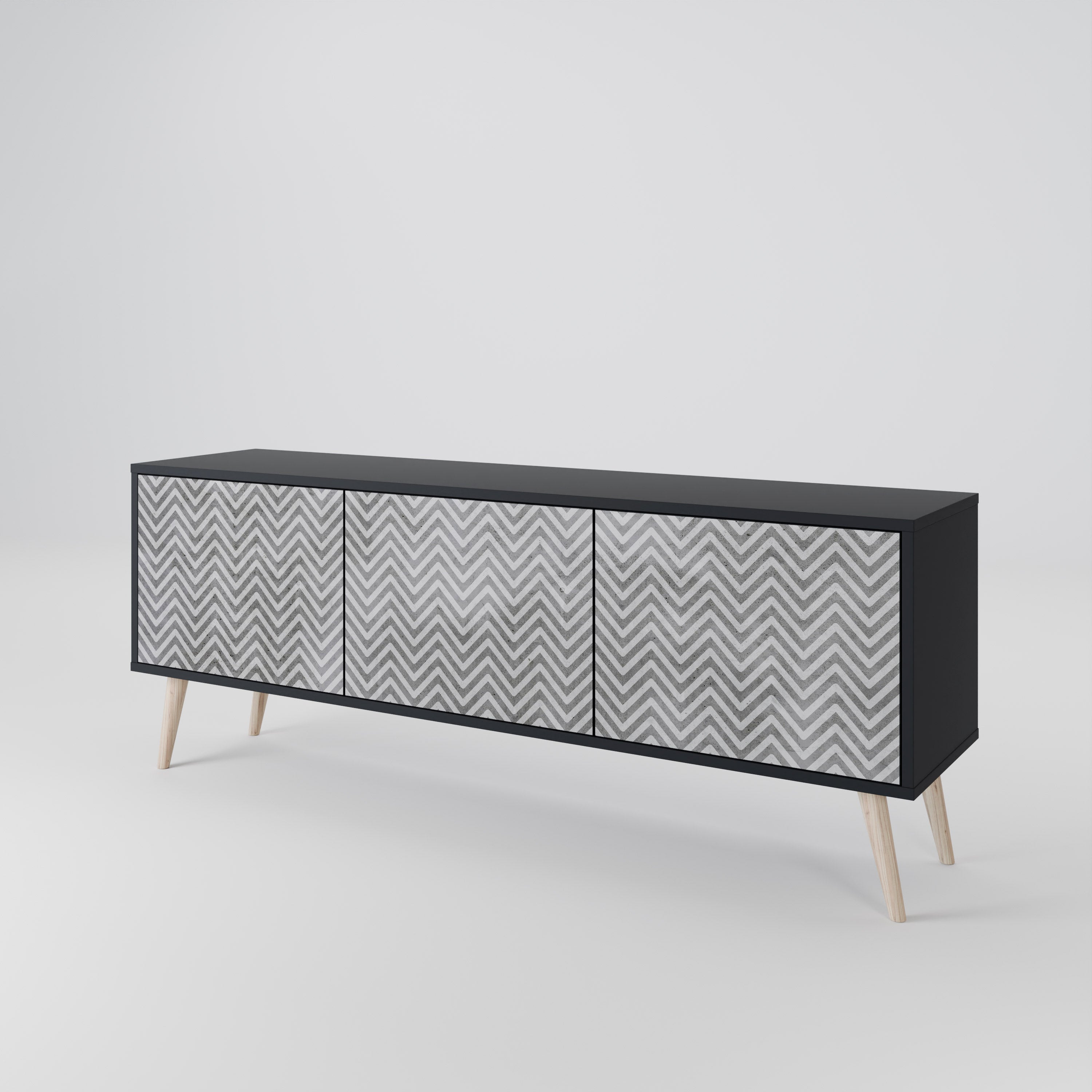 CONCRETE ZIG ZAG Třídveřový TV stolek