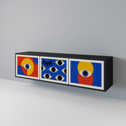 GEOMETRIC EYES Třídveřový TV stolek