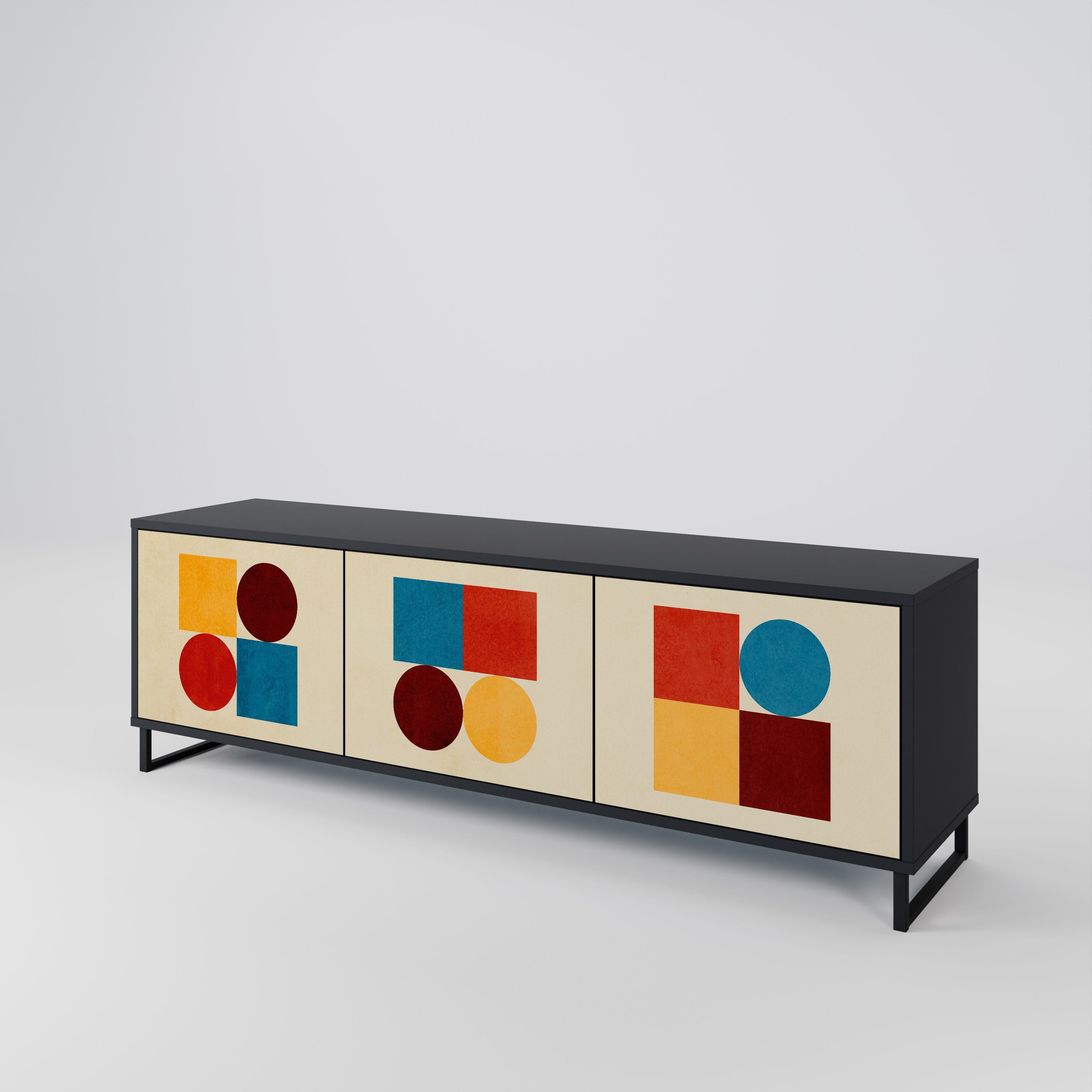 GEOMETRIC PUZZLE Třídveřový TV stolek