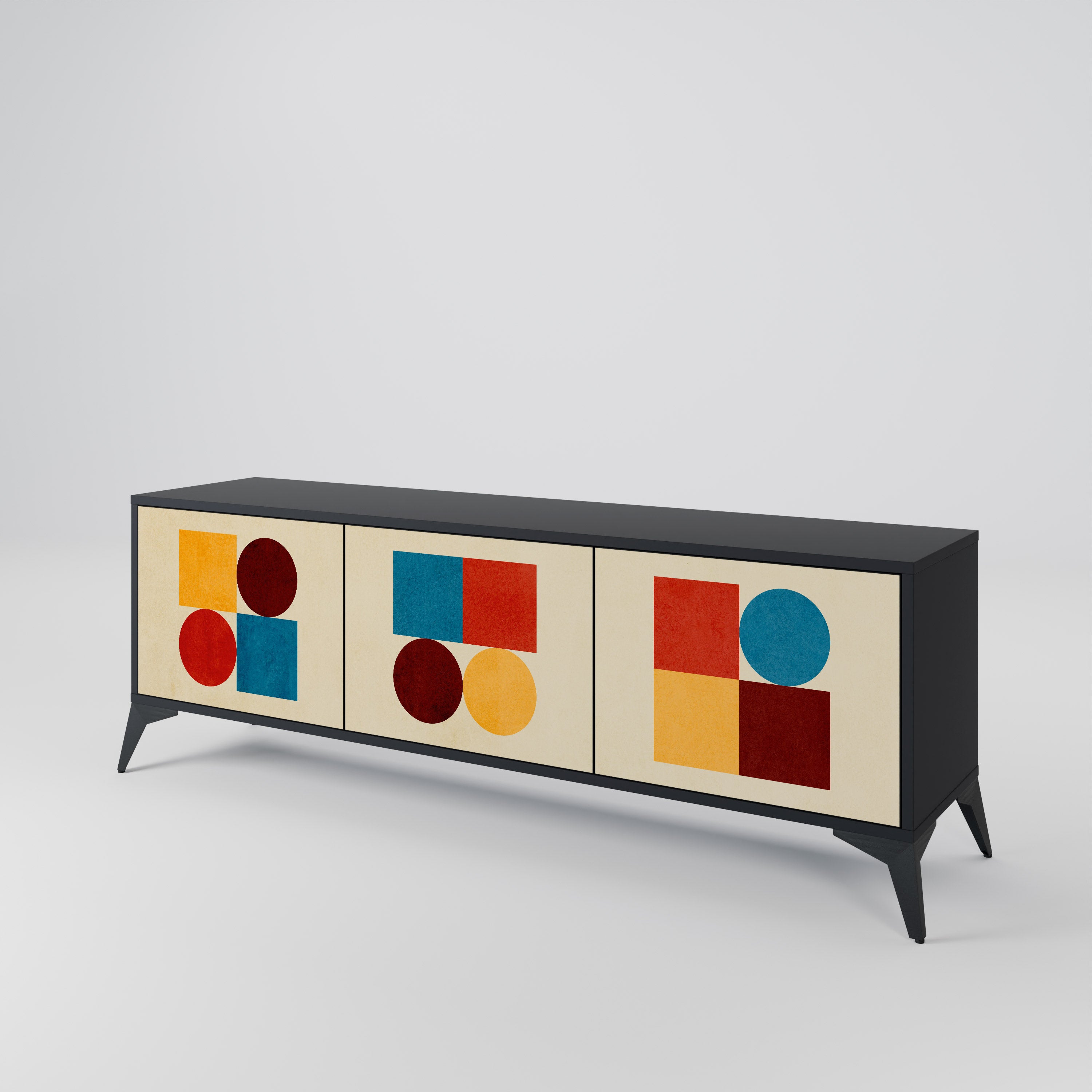 GEOMETRIC PUZZLE Třídveřový TV stolek