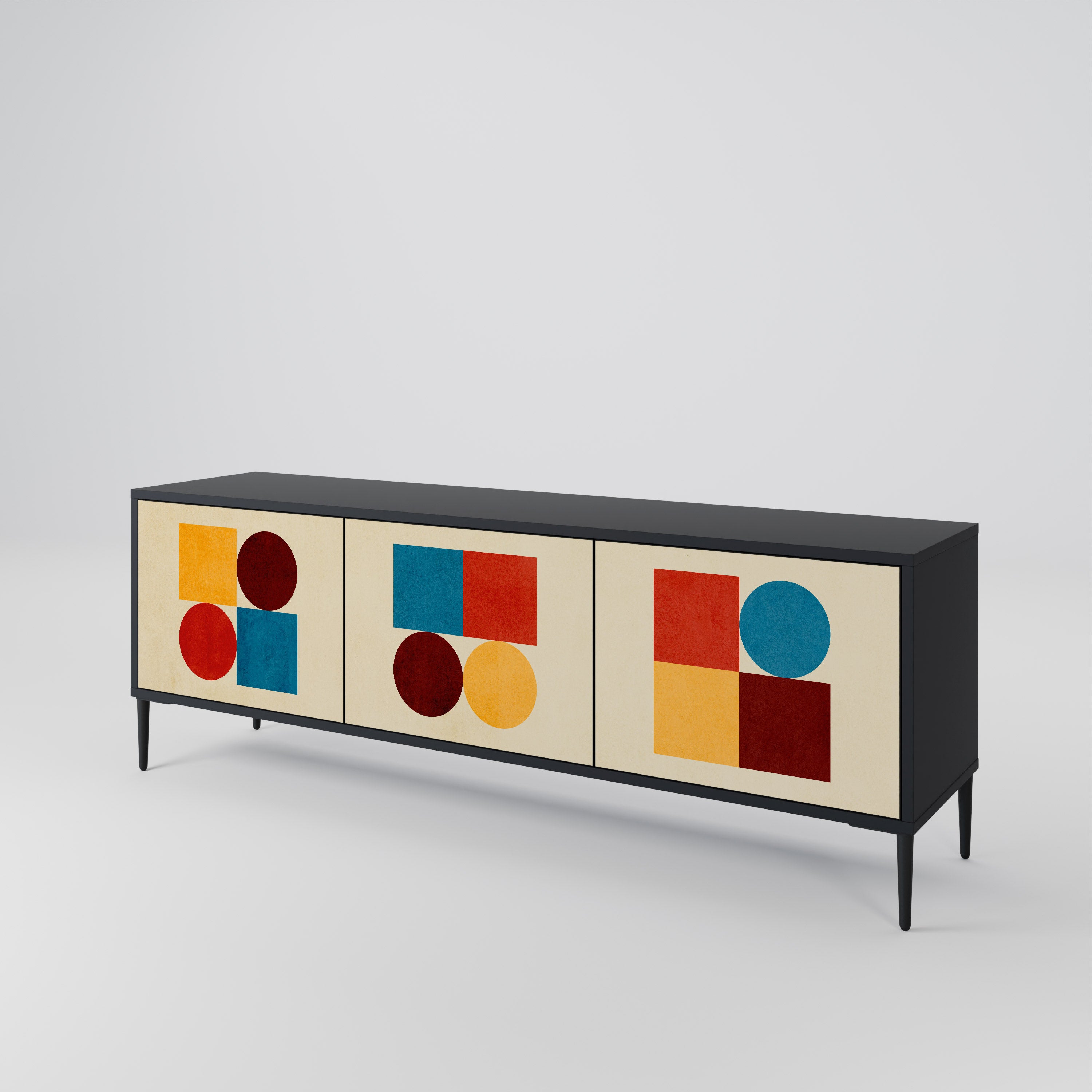 GEOMETRIC PUZZLE Třídveřový TV stolek