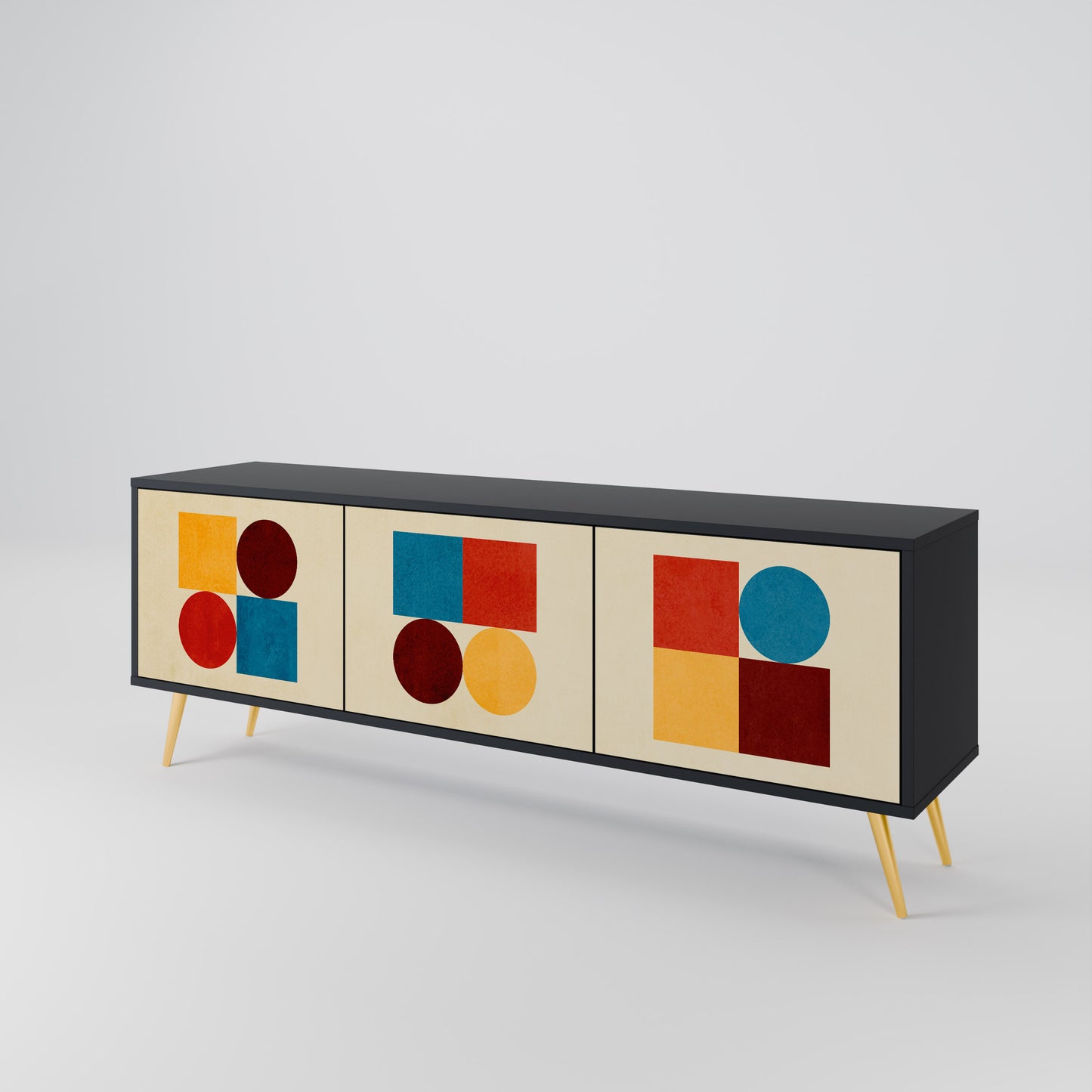 GEOMETRIC PUZZLE Třídveřový TV stolek