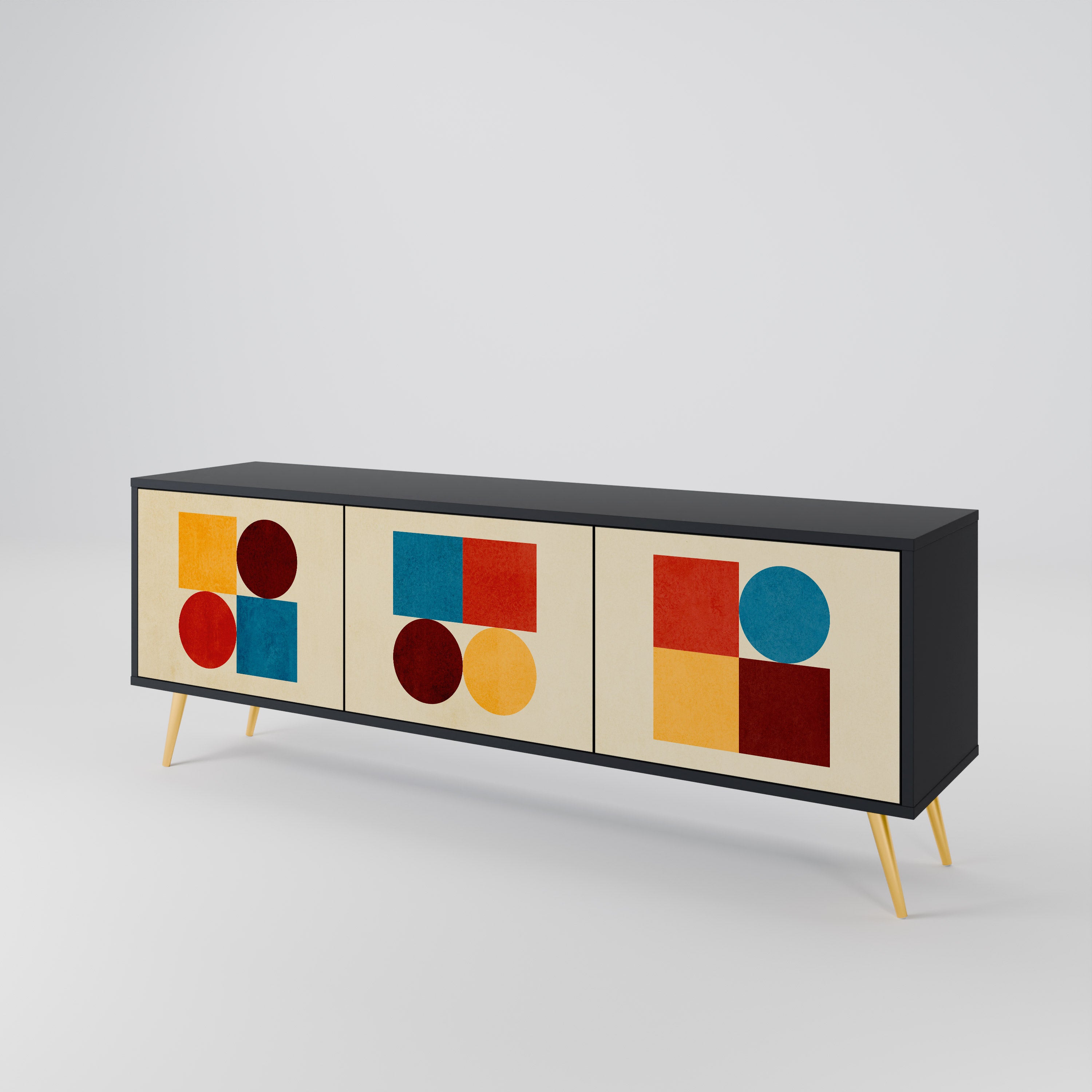 GEOMETRIC PUZZLE Třídveřový TV stolek