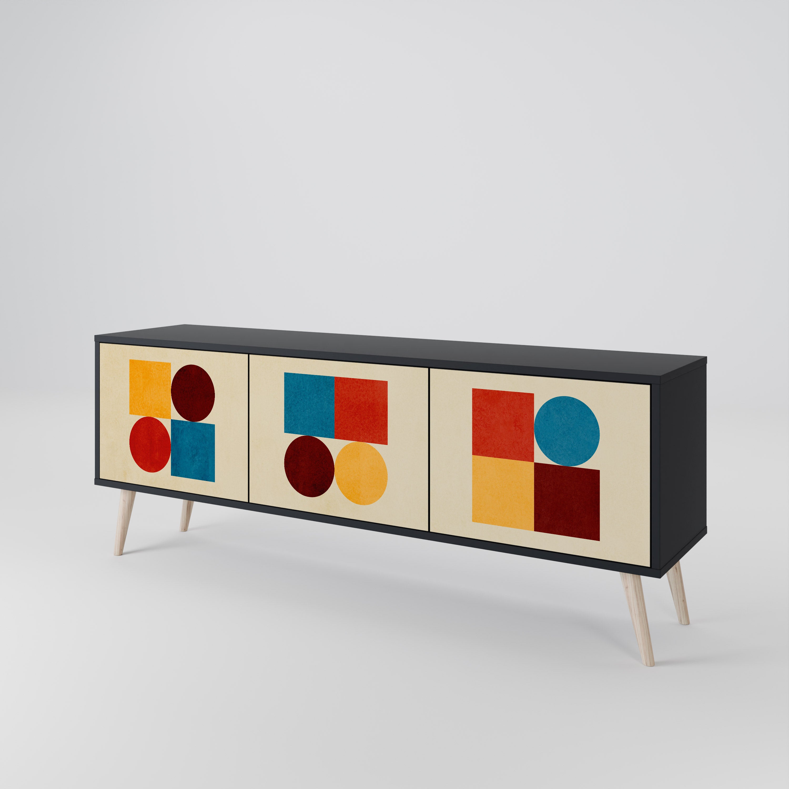 GEOMETRIC PUZZLE Třídveřový TV stolek