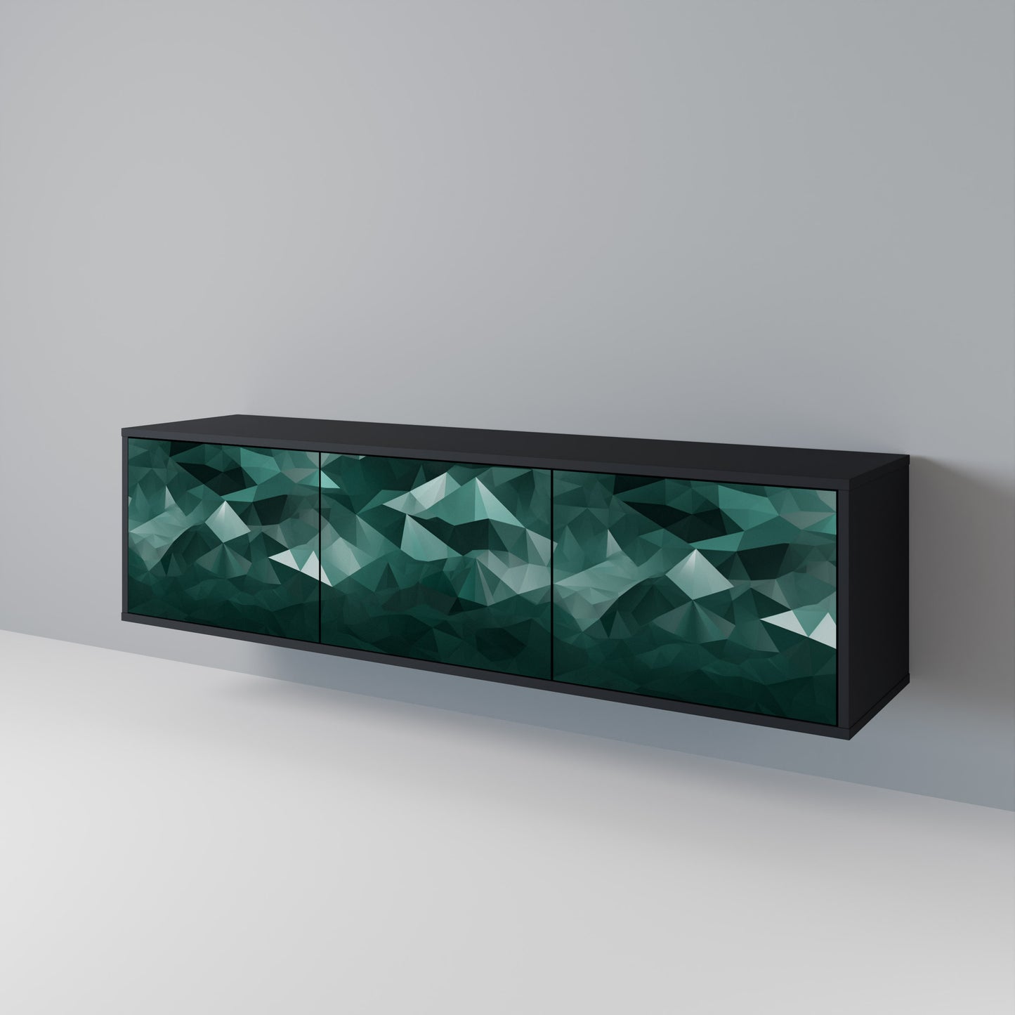POLYGONAL FLOATING Třídveřový TV stolek