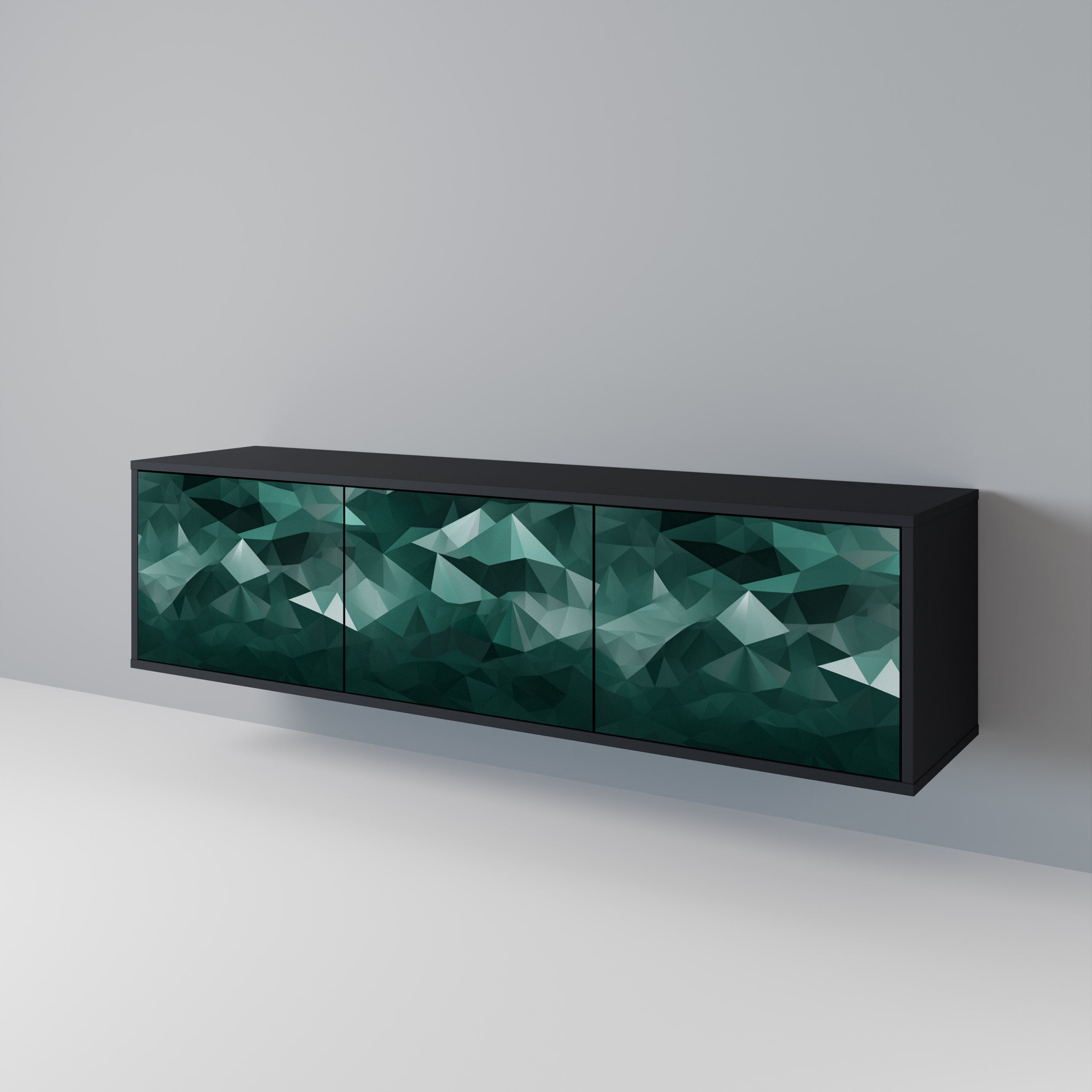 POLYGONAL FLOATING Třídveřový TV stolek