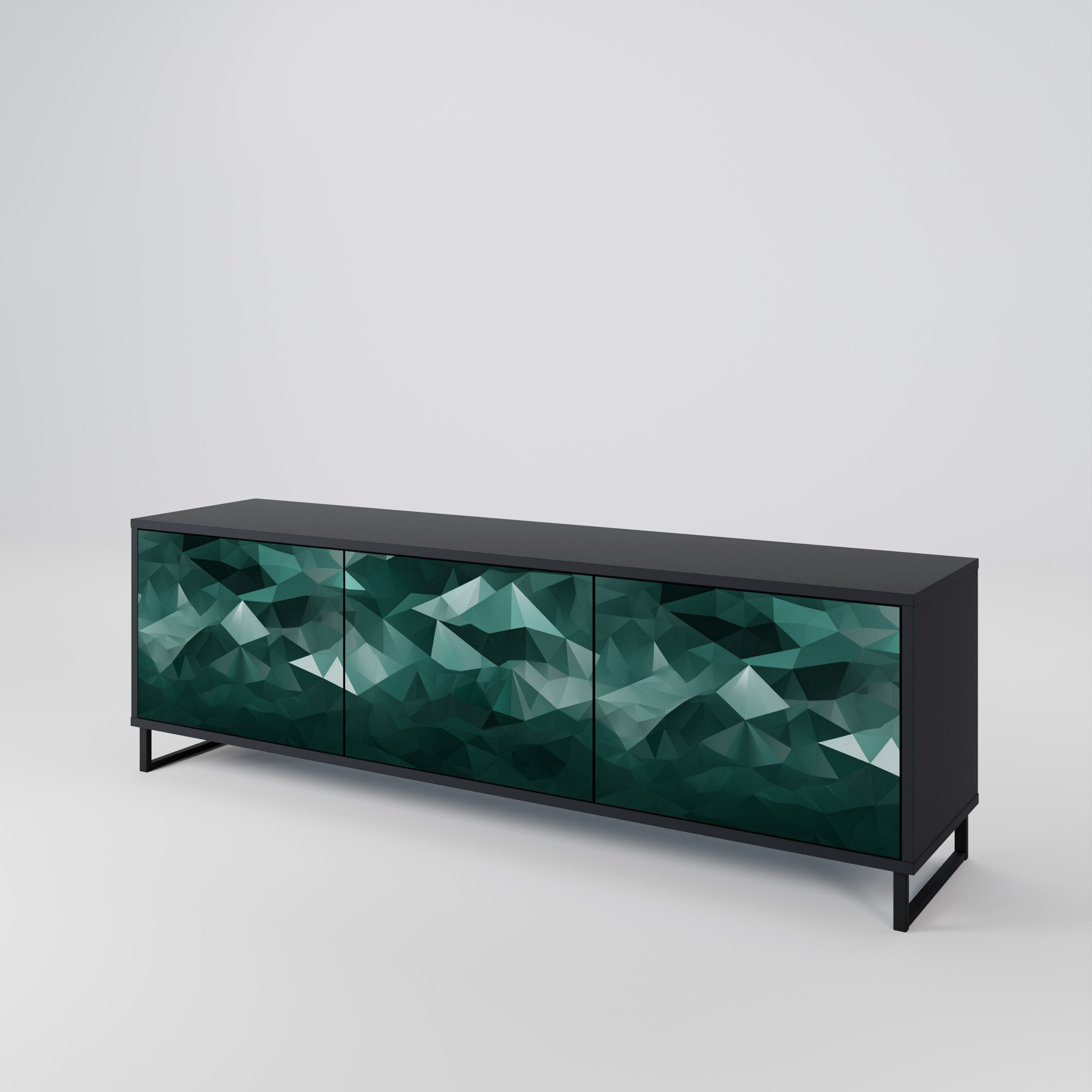 POLYGONAL FLOATING Třídveřový TV stolek