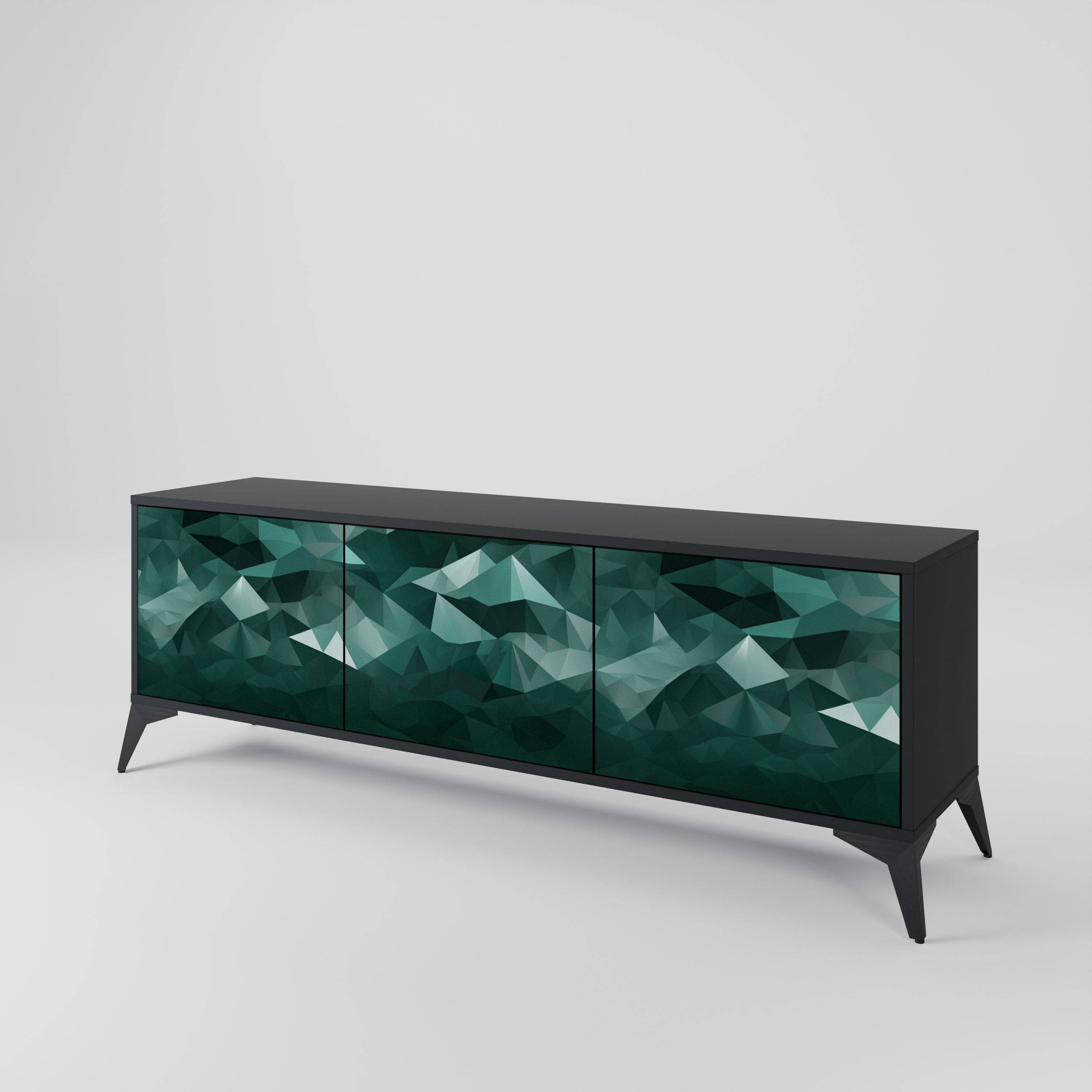 POLYGONAL FLOATING Třídveřový TV stolek