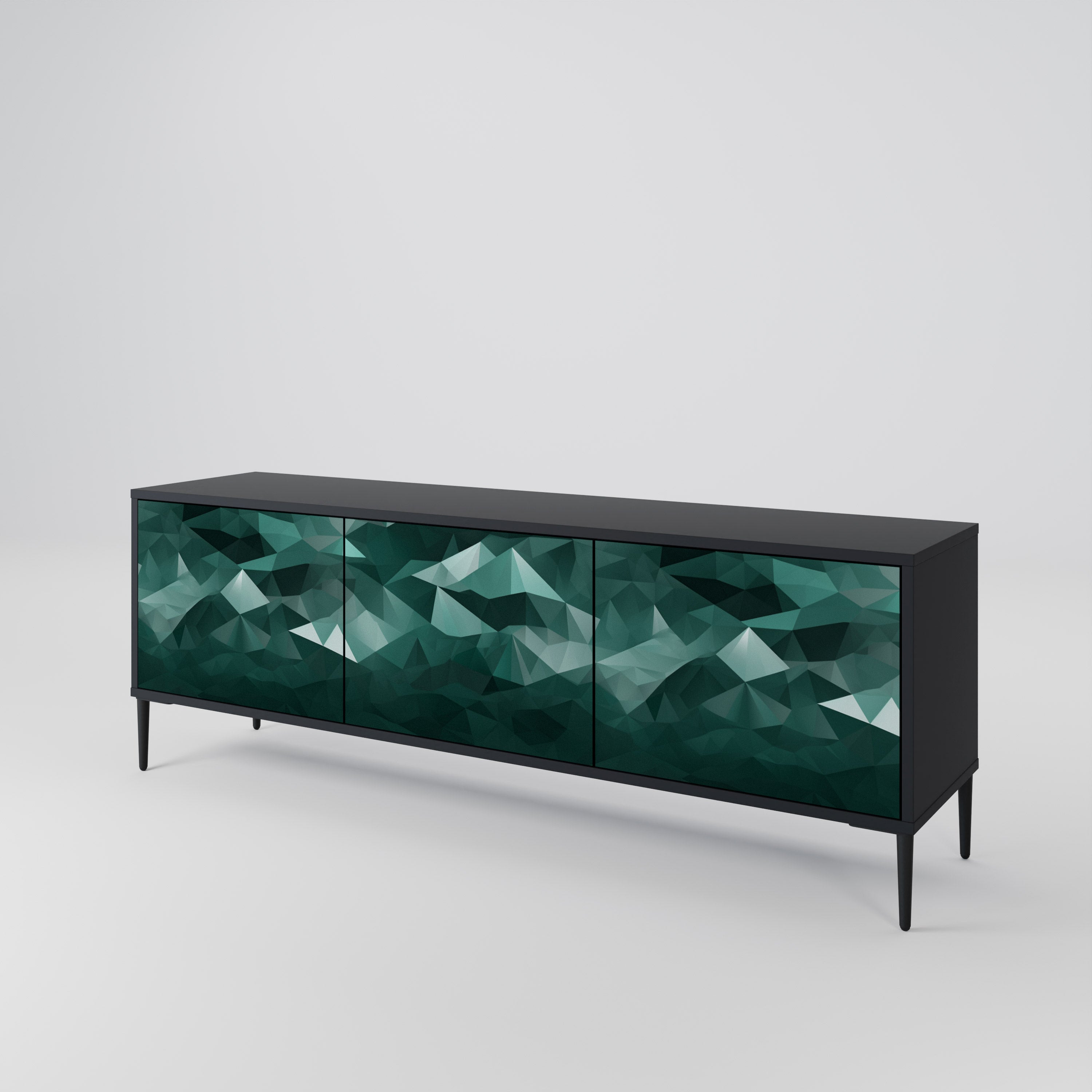 POLYGONAL FLOATING Třídveřový TV stolek