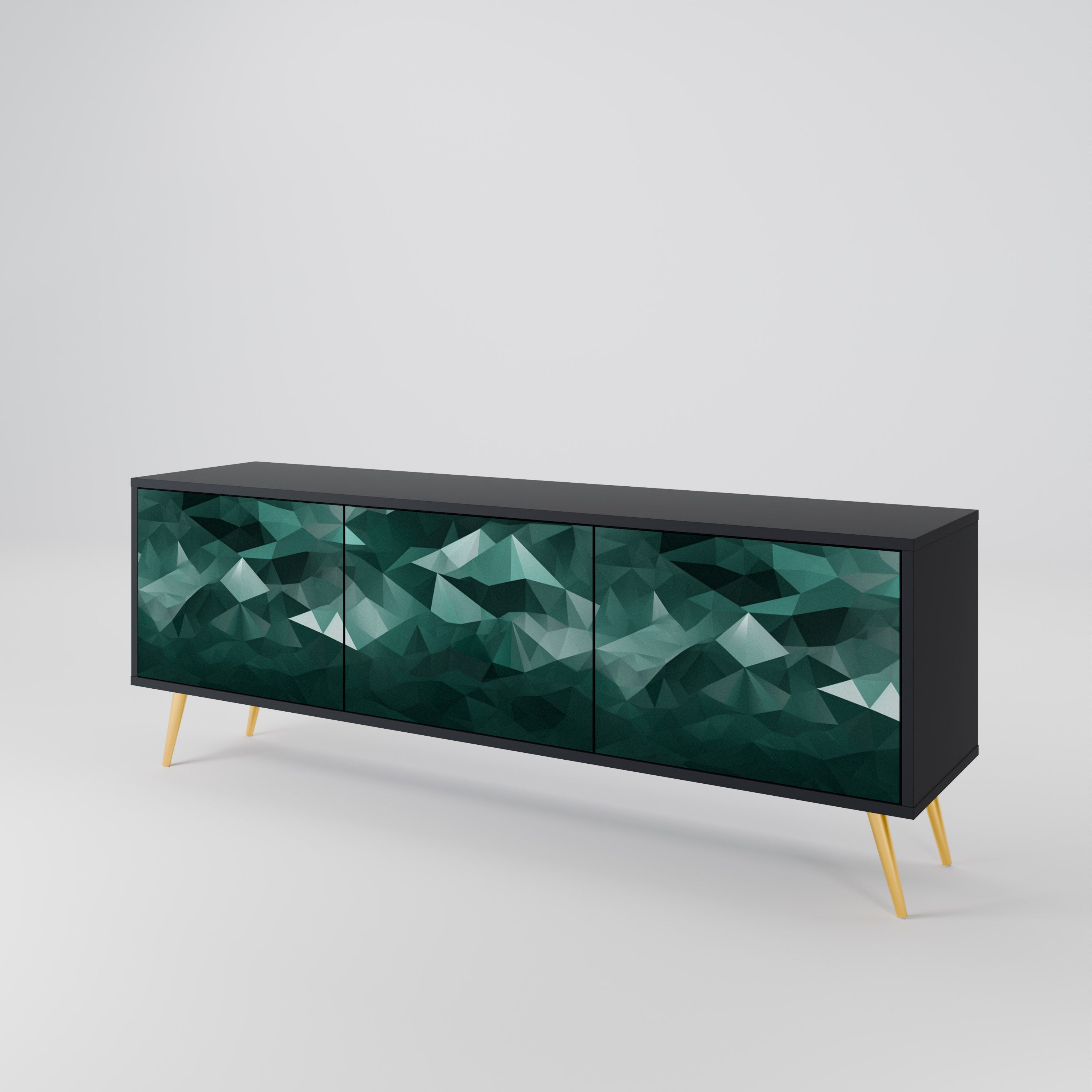 POLYGONAL FLOATING Třídveřový TV stolek