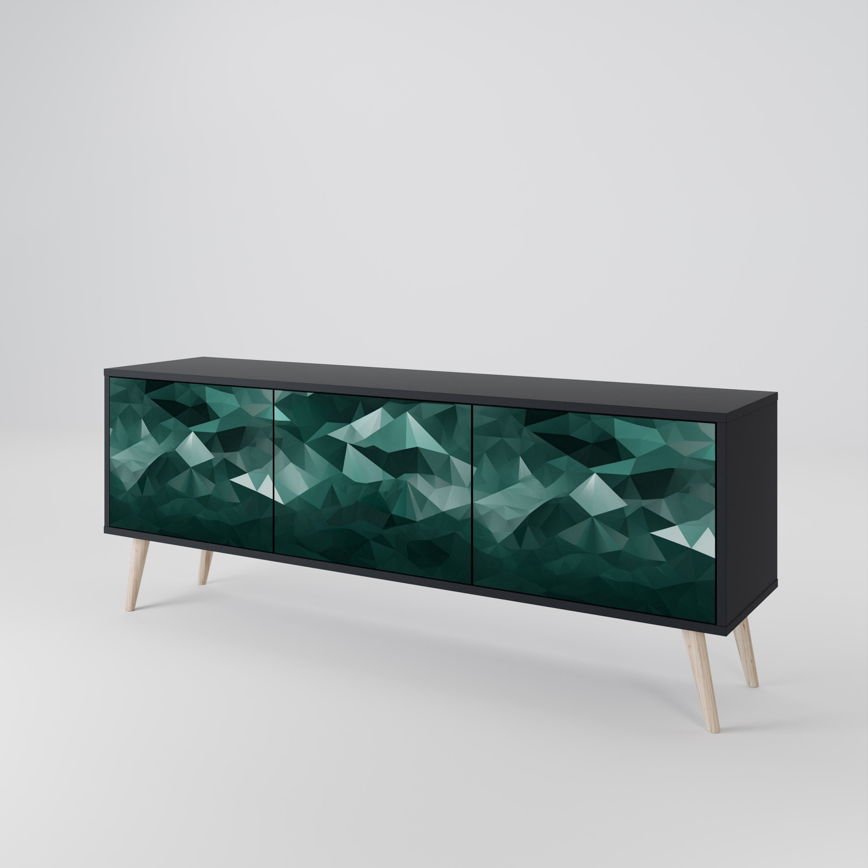 POLYGONAL FLOATING Třídveřový TV stolek