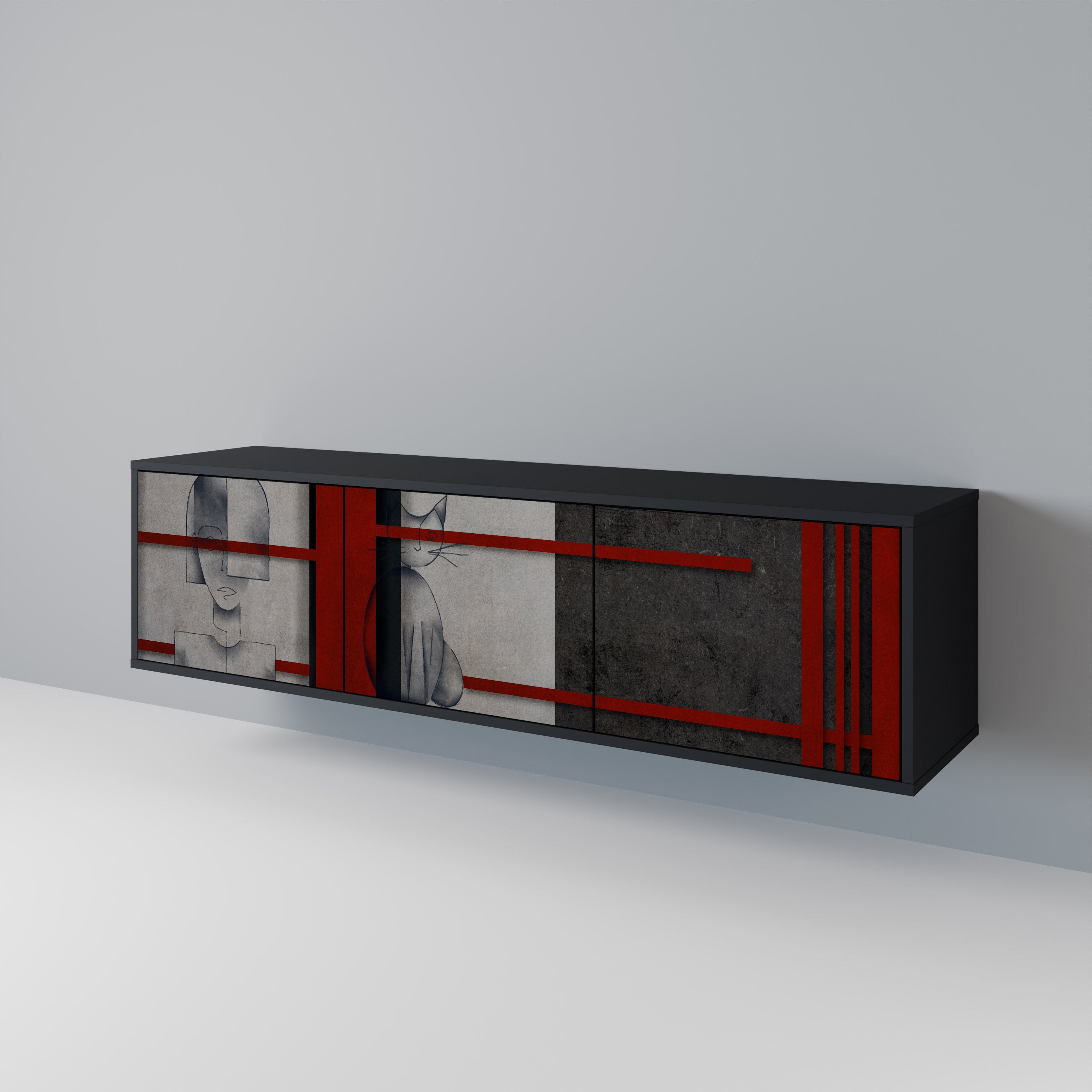 GRAY FIGURES Třídveřový TV stolek