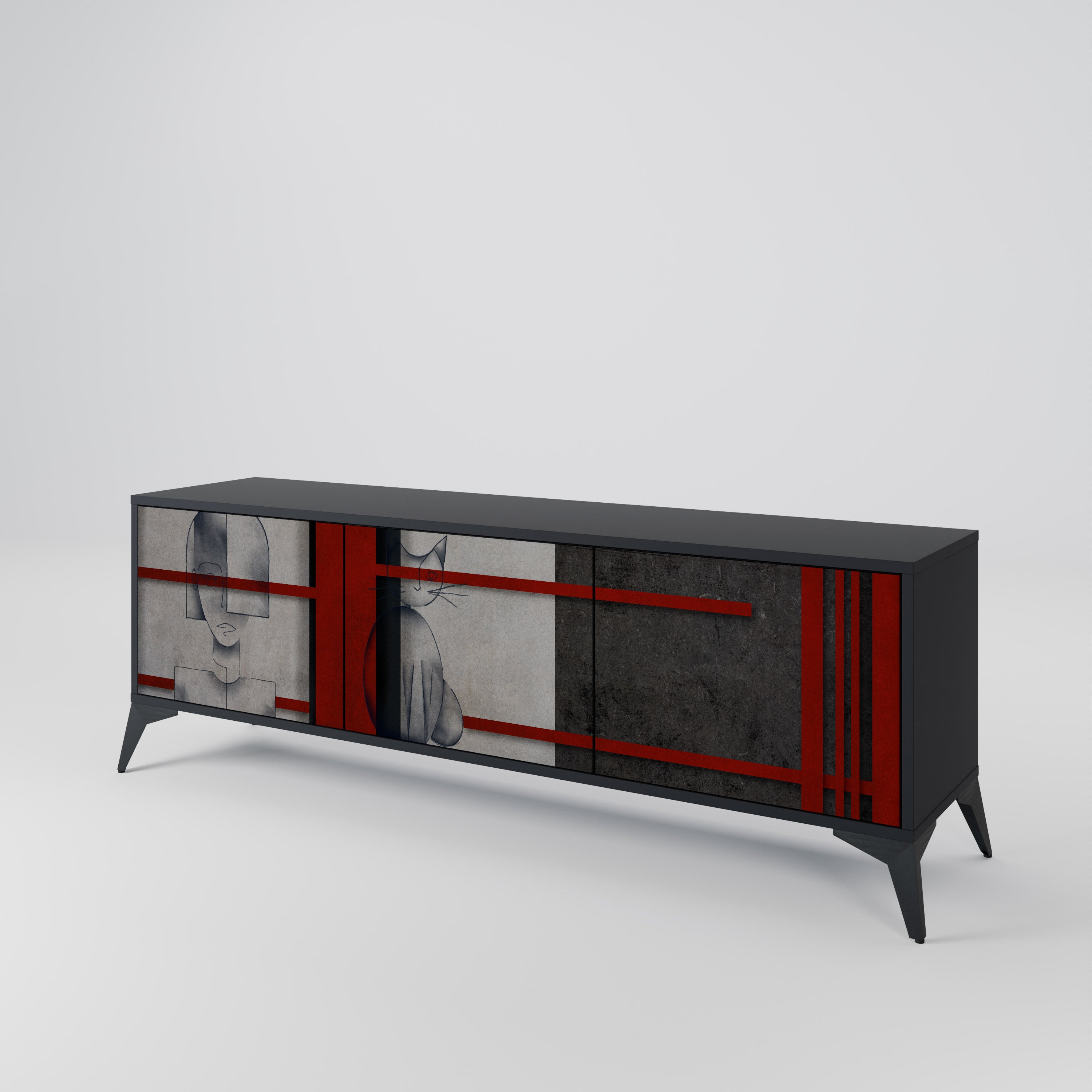 GRAY FIGURES Třídveřový TV stolek
