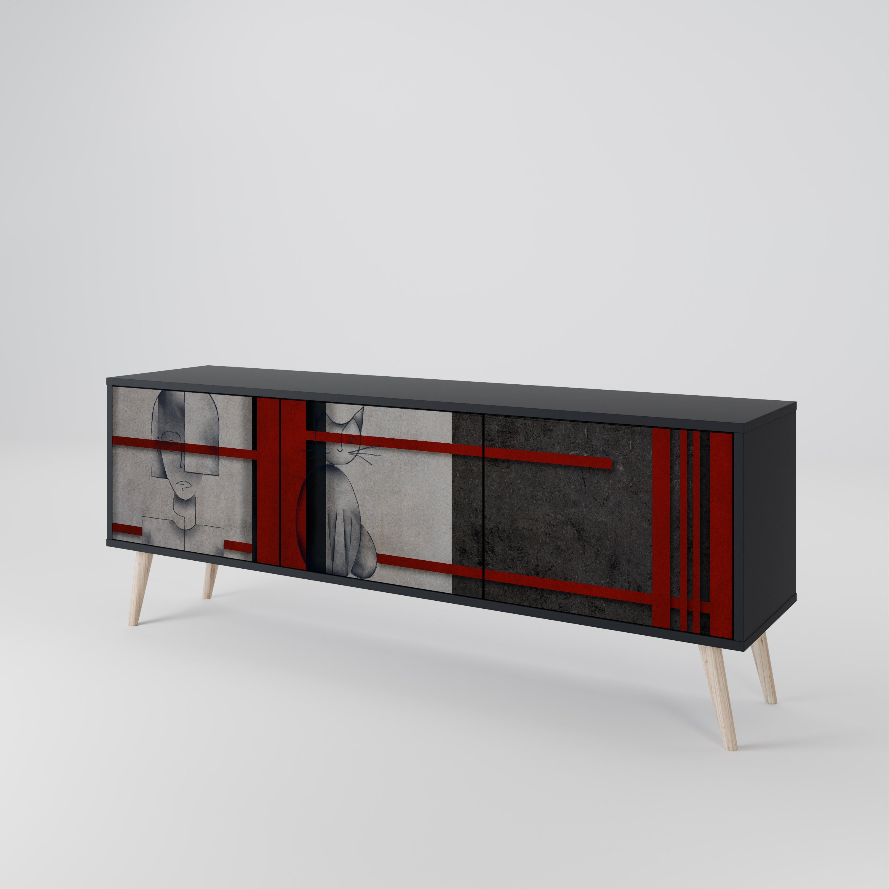GRAY FIGURES Třídveřový TV stolek