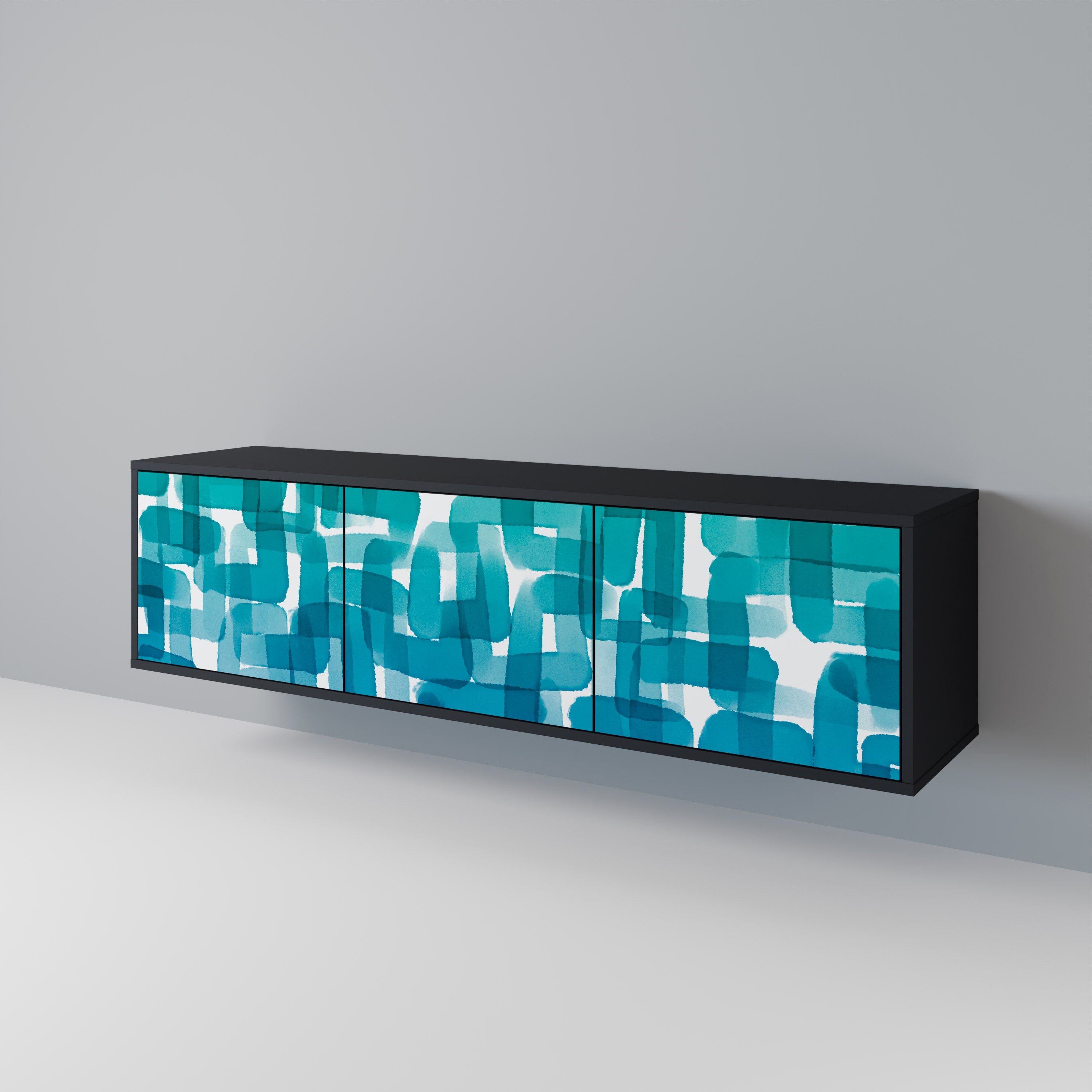 TURQUOISE RECTANGLES Třídveřový TV stolek