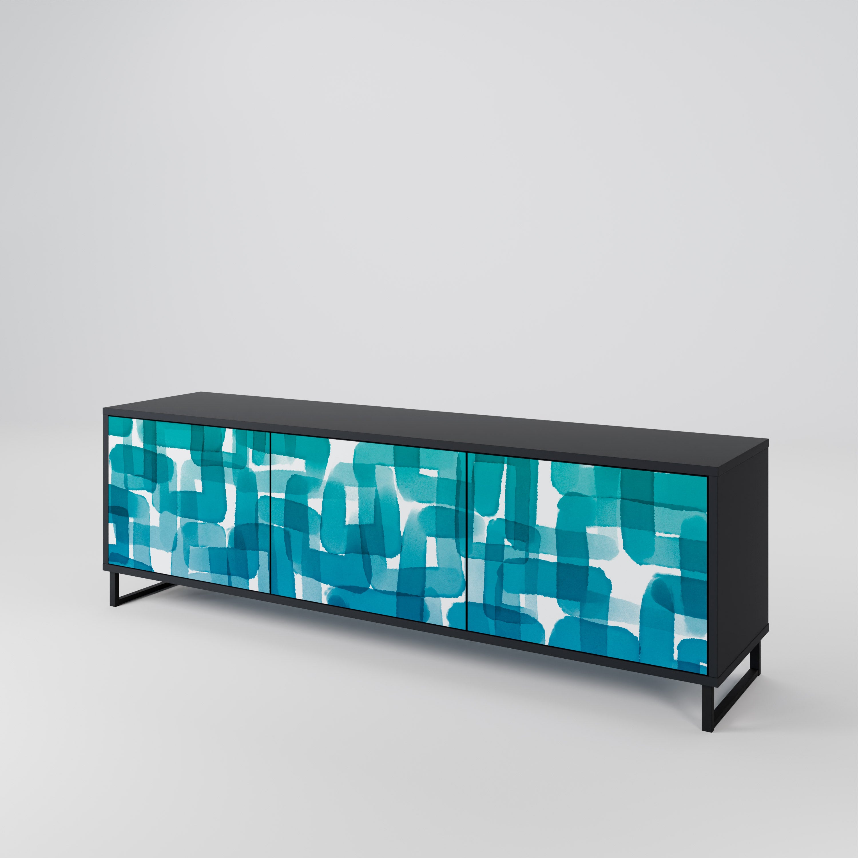 TURQUOISE RECTANGLES Třídveřový TV stolek