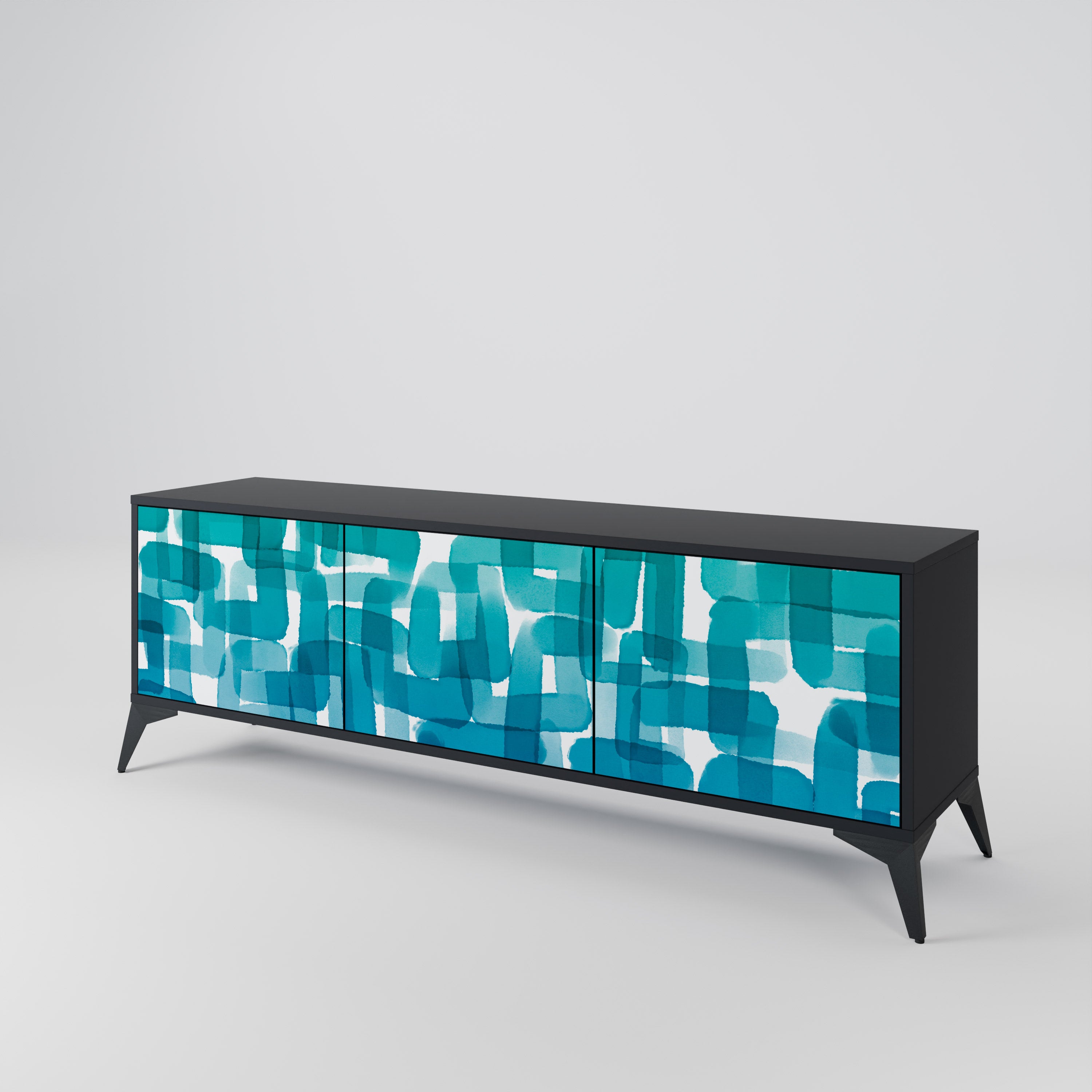 TURQUOISE RECTANGLES Třídveřový TV stolek