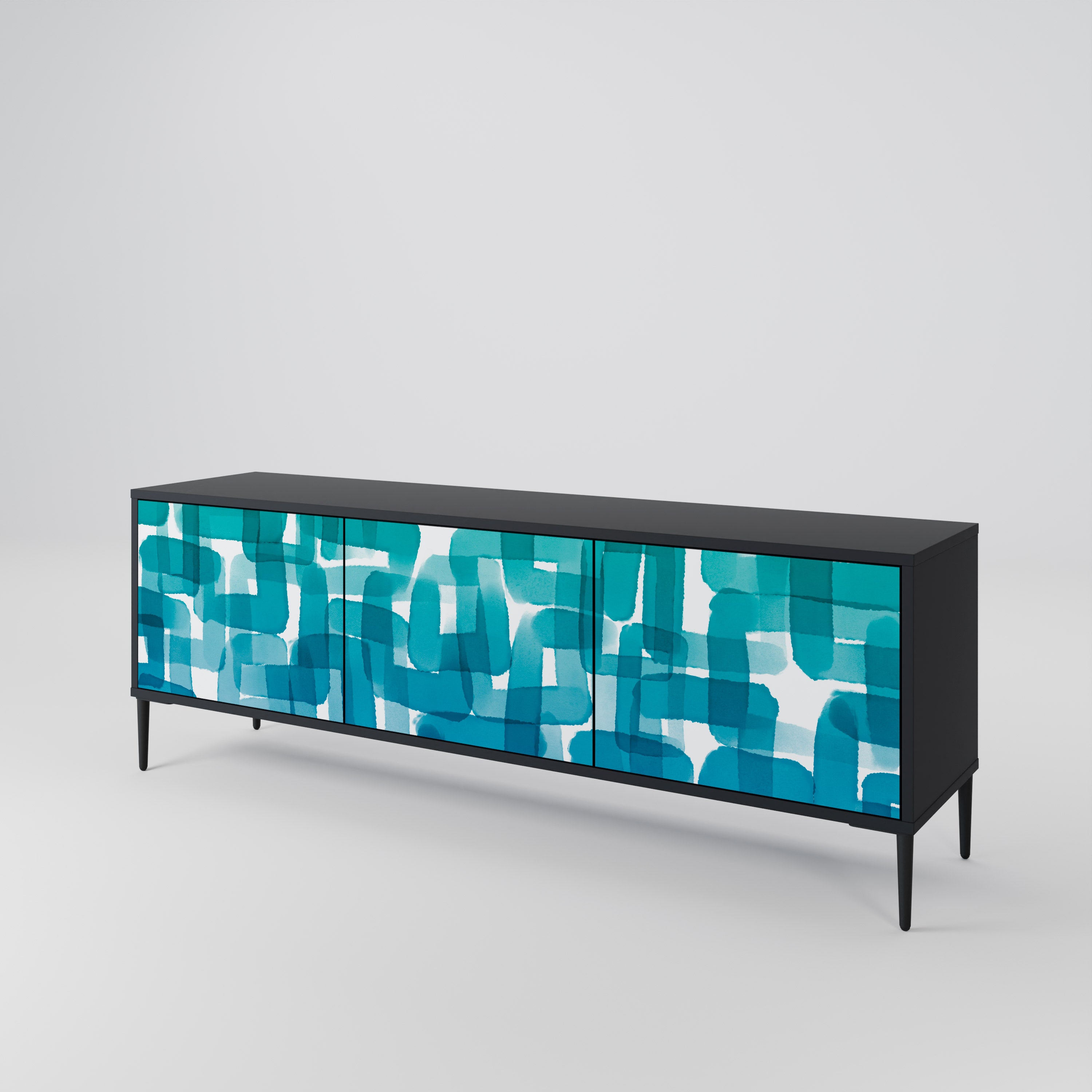 TURQUOISE RECTANGLES Třídveřový TV stolek