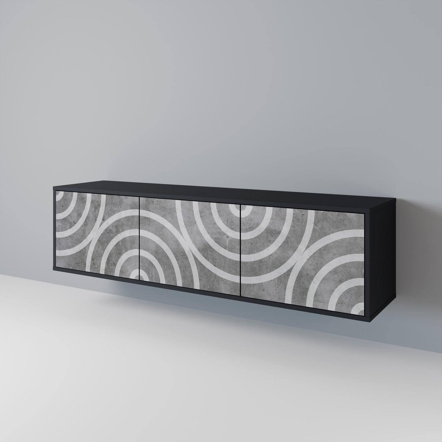 CIRCLE CONCRETE Třídveřový TV stolek