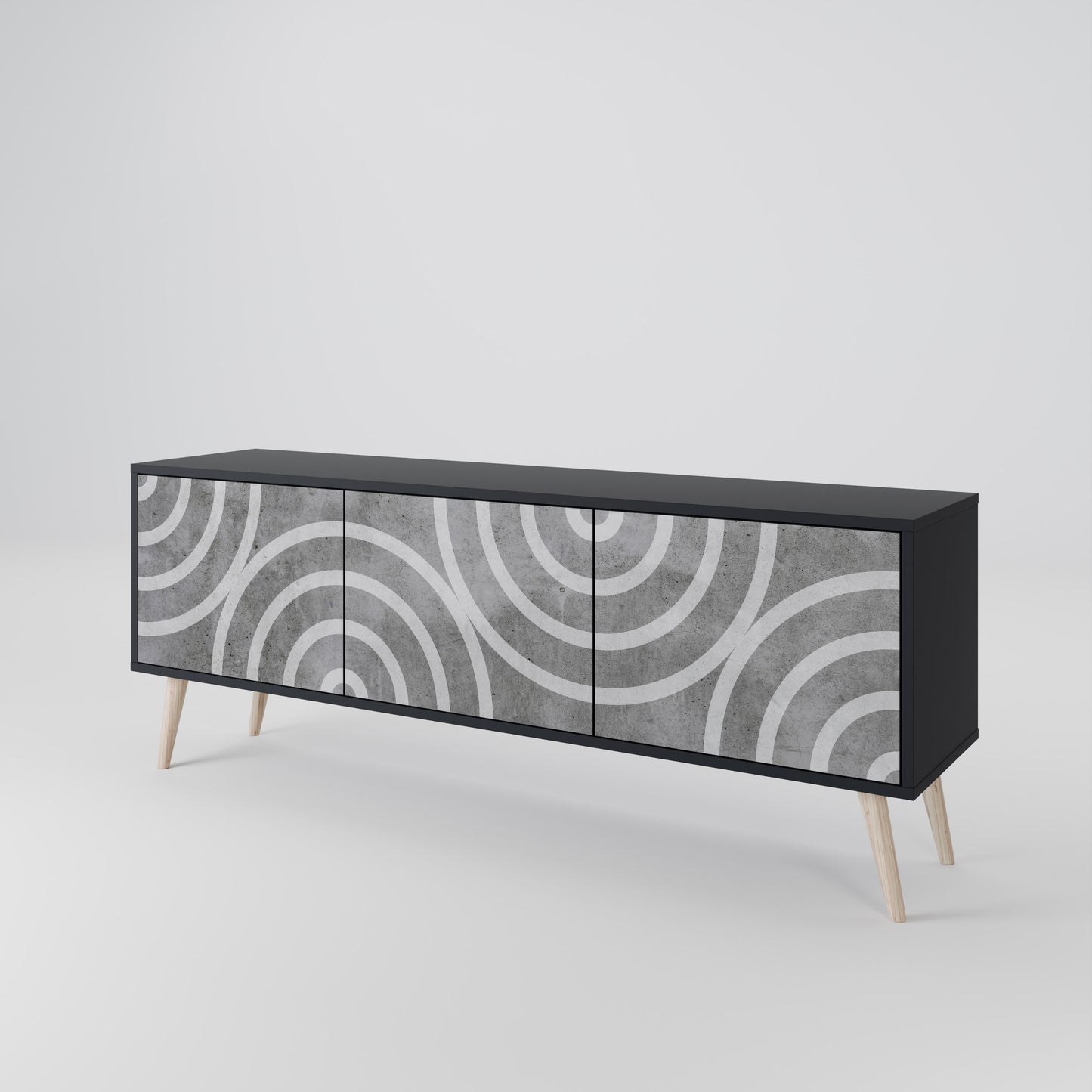 CIRCLE CONCRETE Třídveřový TV stolek