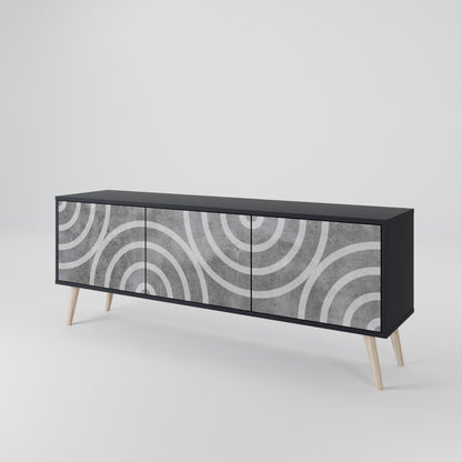 CIRCLE CONCRETE Třídveřový TV stolek