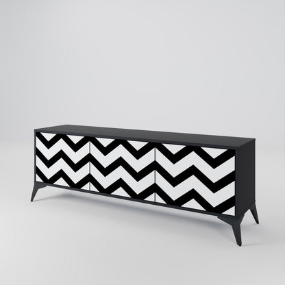 CLASSIC ZIG ZAG Třídveřový TV stolek