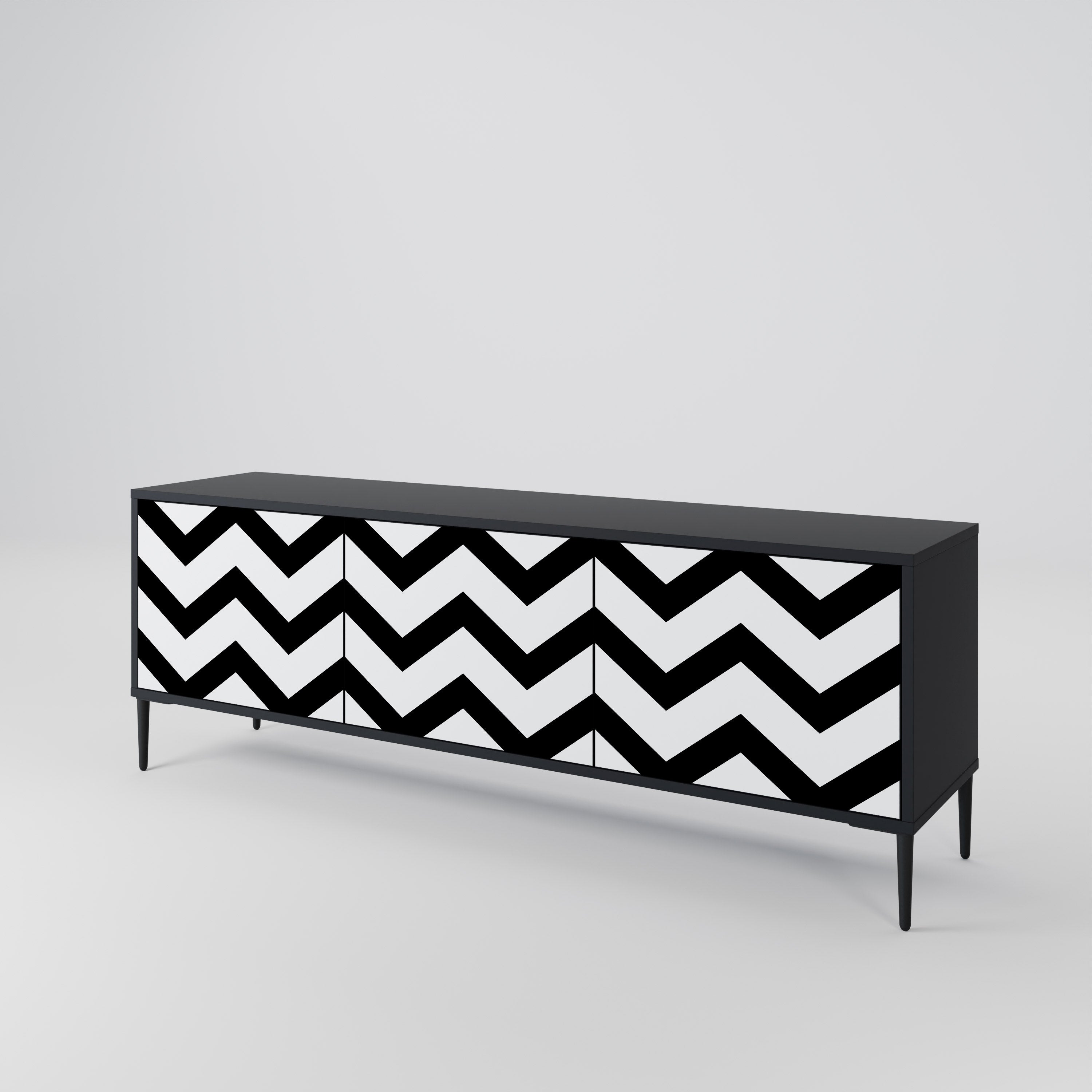 CLASSIC ZIG ZAG Třídveřový TV stolek