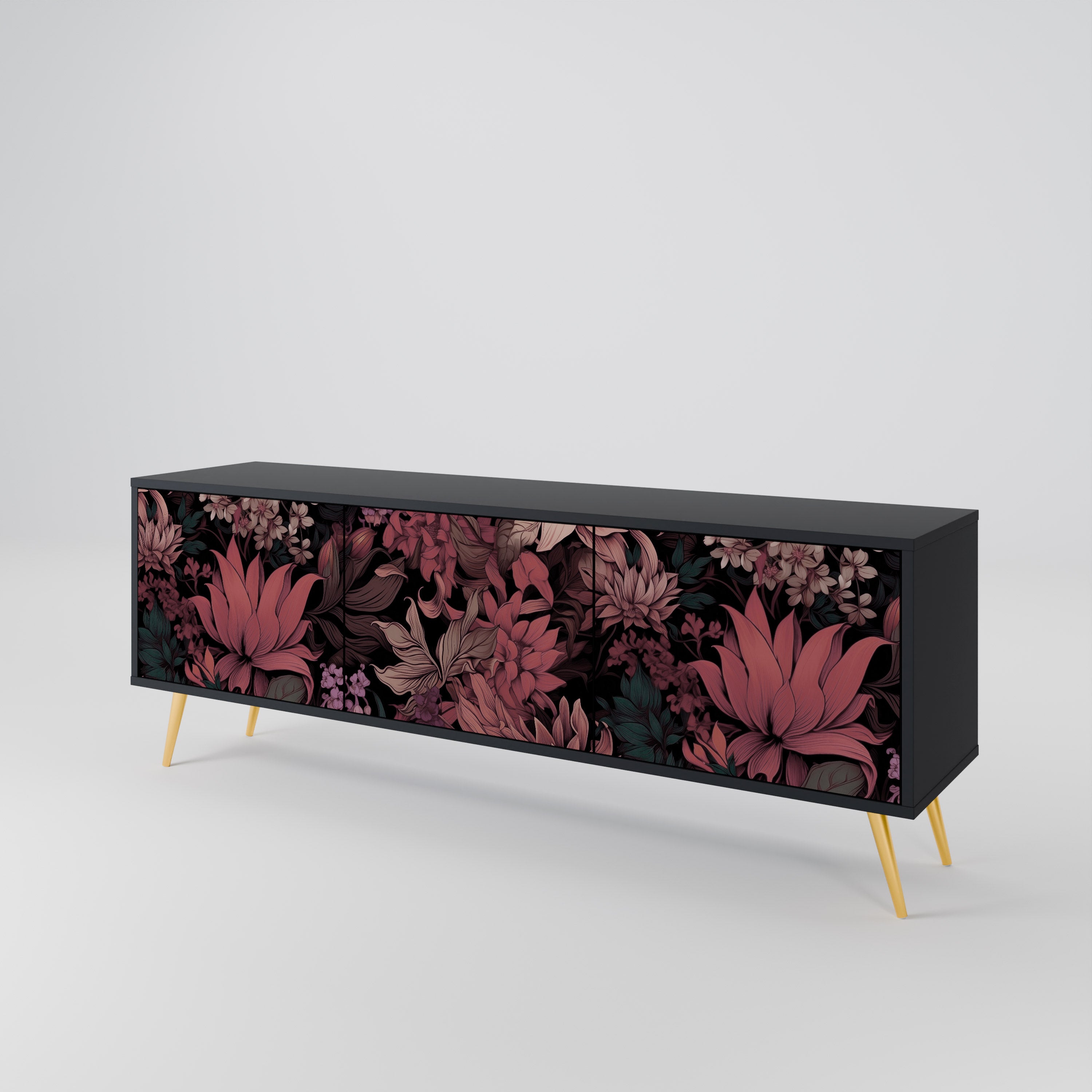 FLORAL WHISPER Třídveřový TV stolek