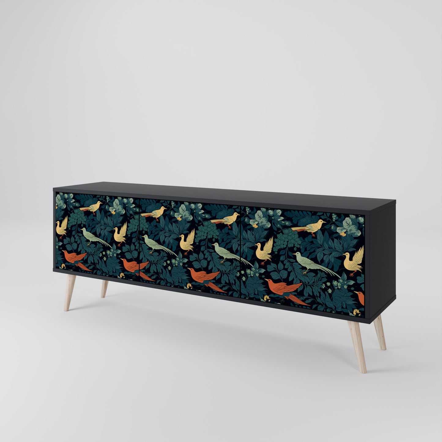FOWL ORNAMENT Třídveřový TV stolek