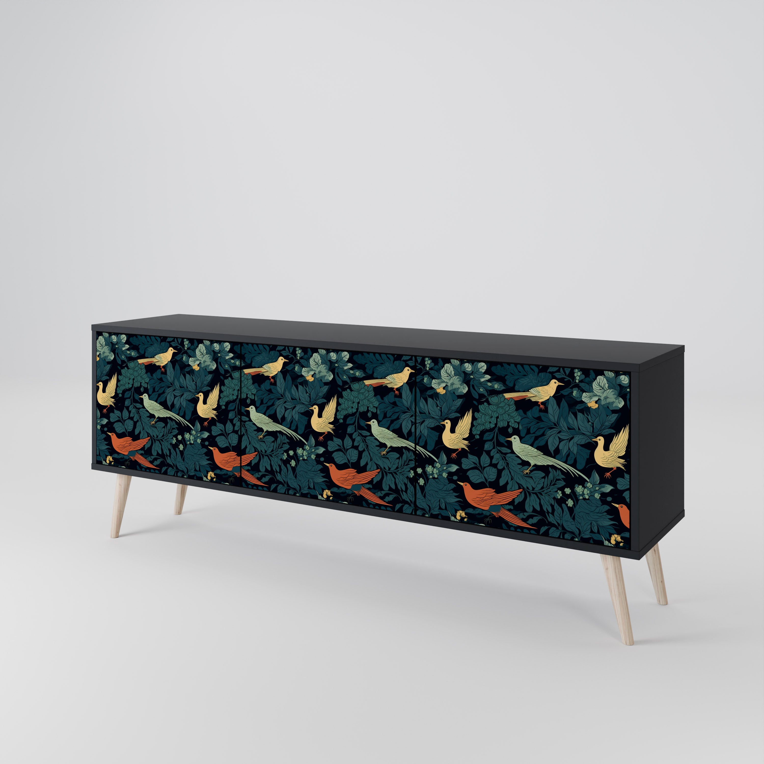 FOWL ORNAMENT Třídveřový TV stolek