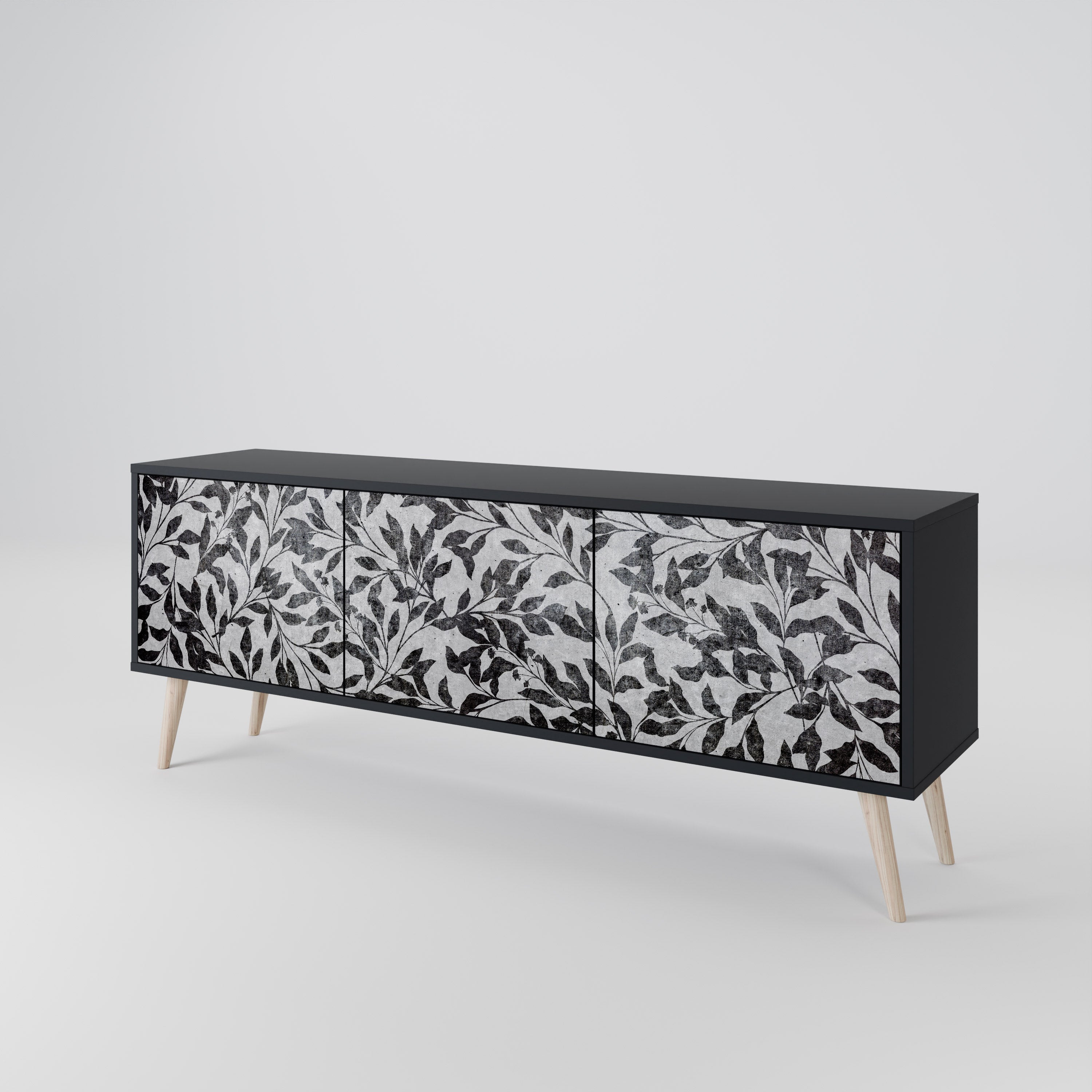 CHARCOAL SPROUT Třídveřový TV stolek