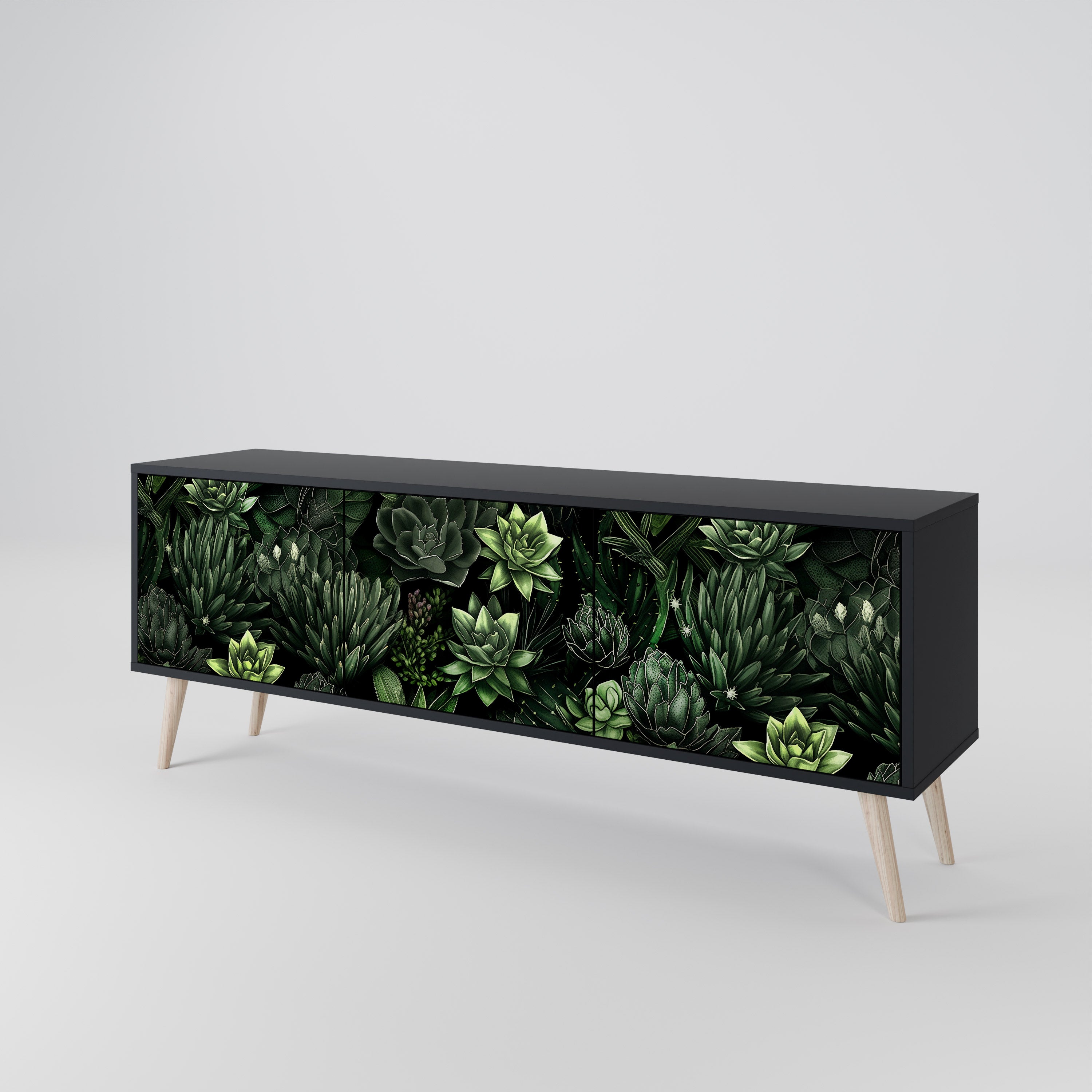 SUCCULENT JUNGLE Třídveřový TV stolek