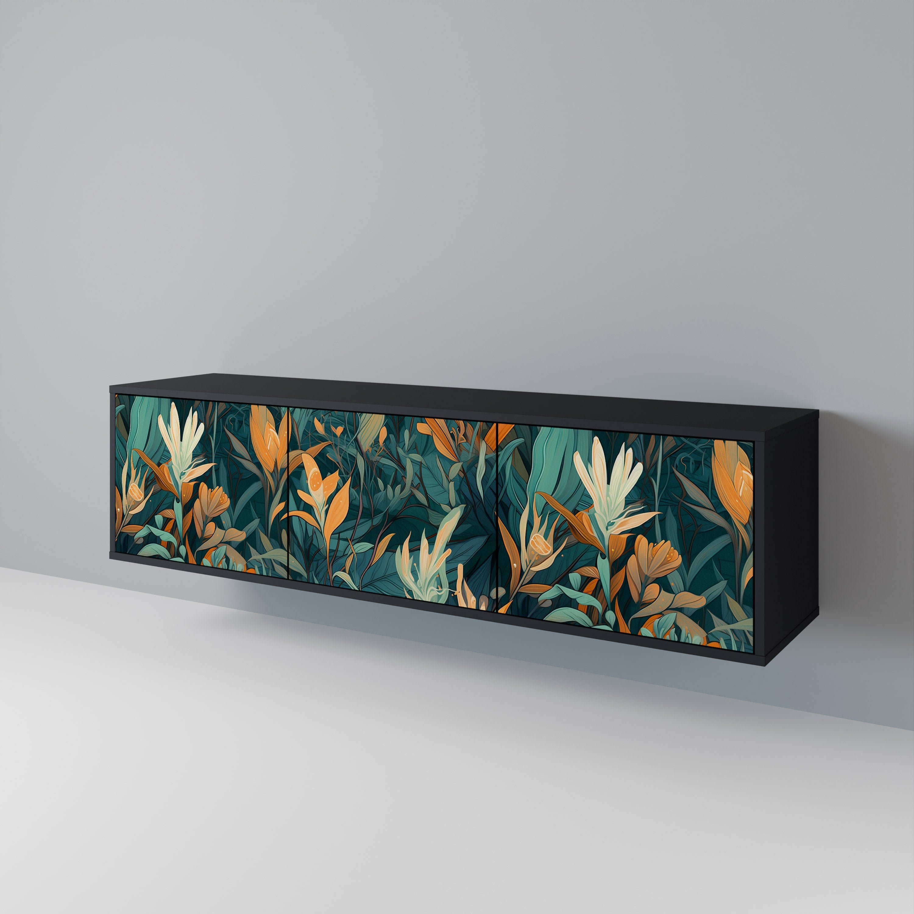 FLORAL SERENITY Třídveřový TV stolek