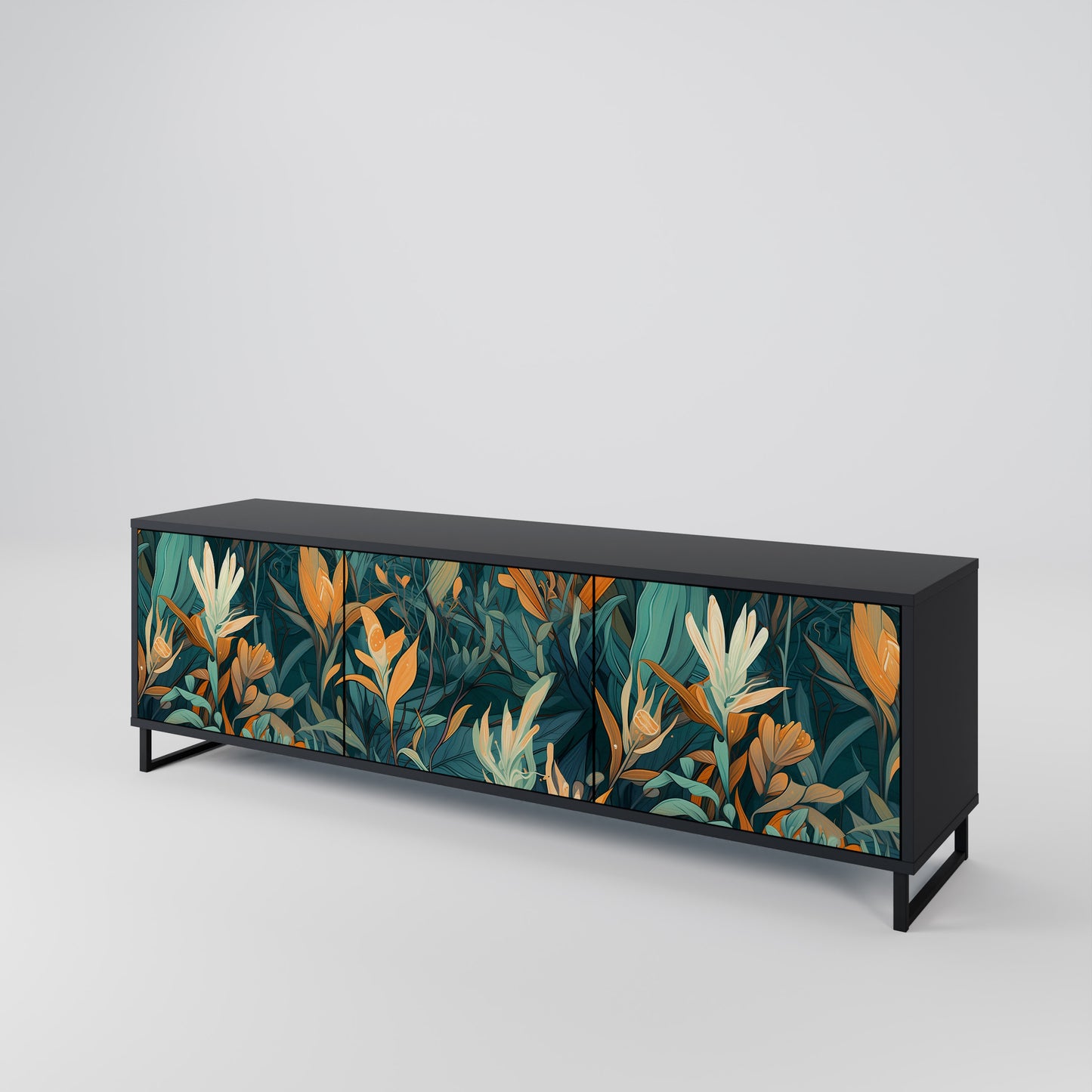 FLORAL SERENITY Třídveřový TV stolek