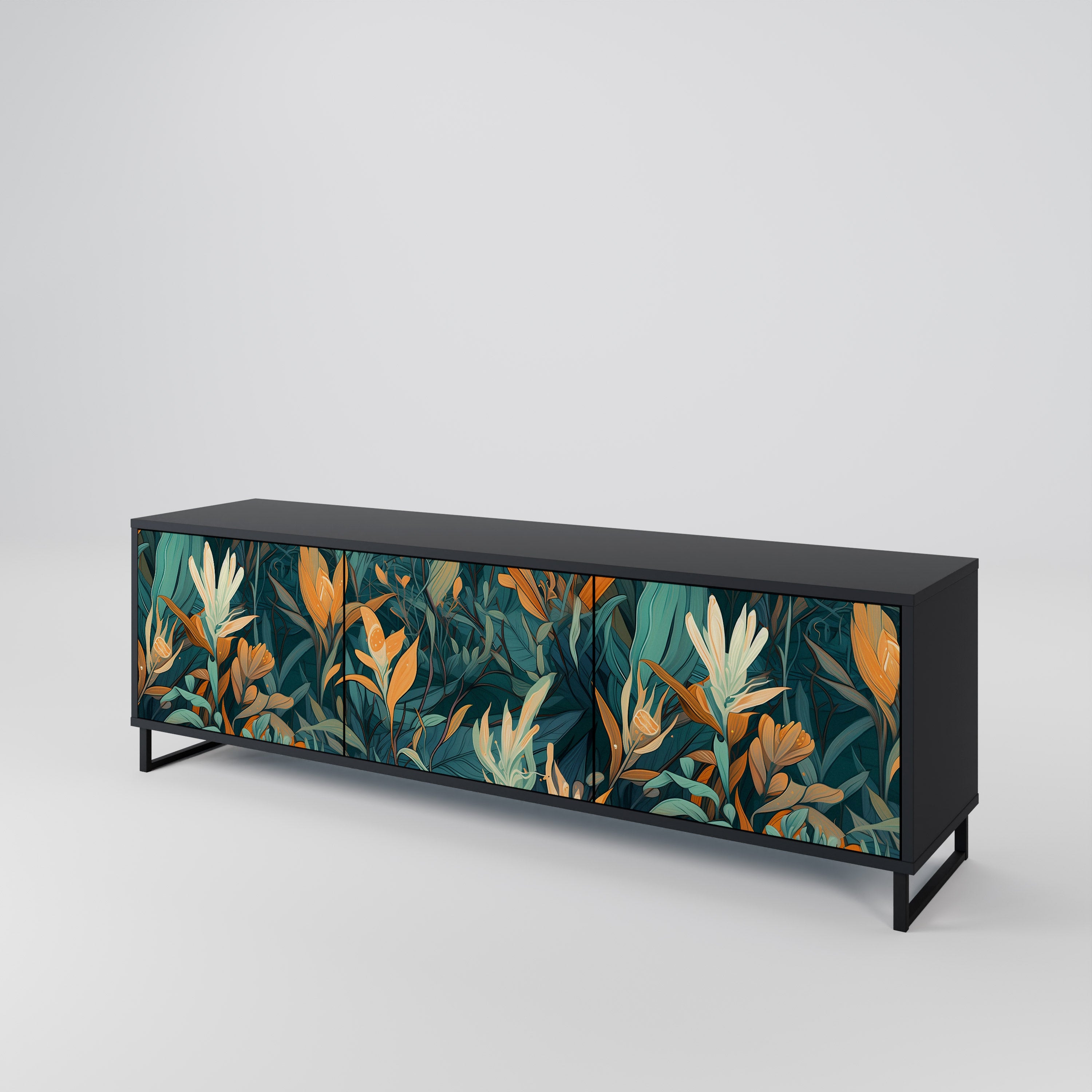 FLORAL SERENITY Třídveřový TV stolek