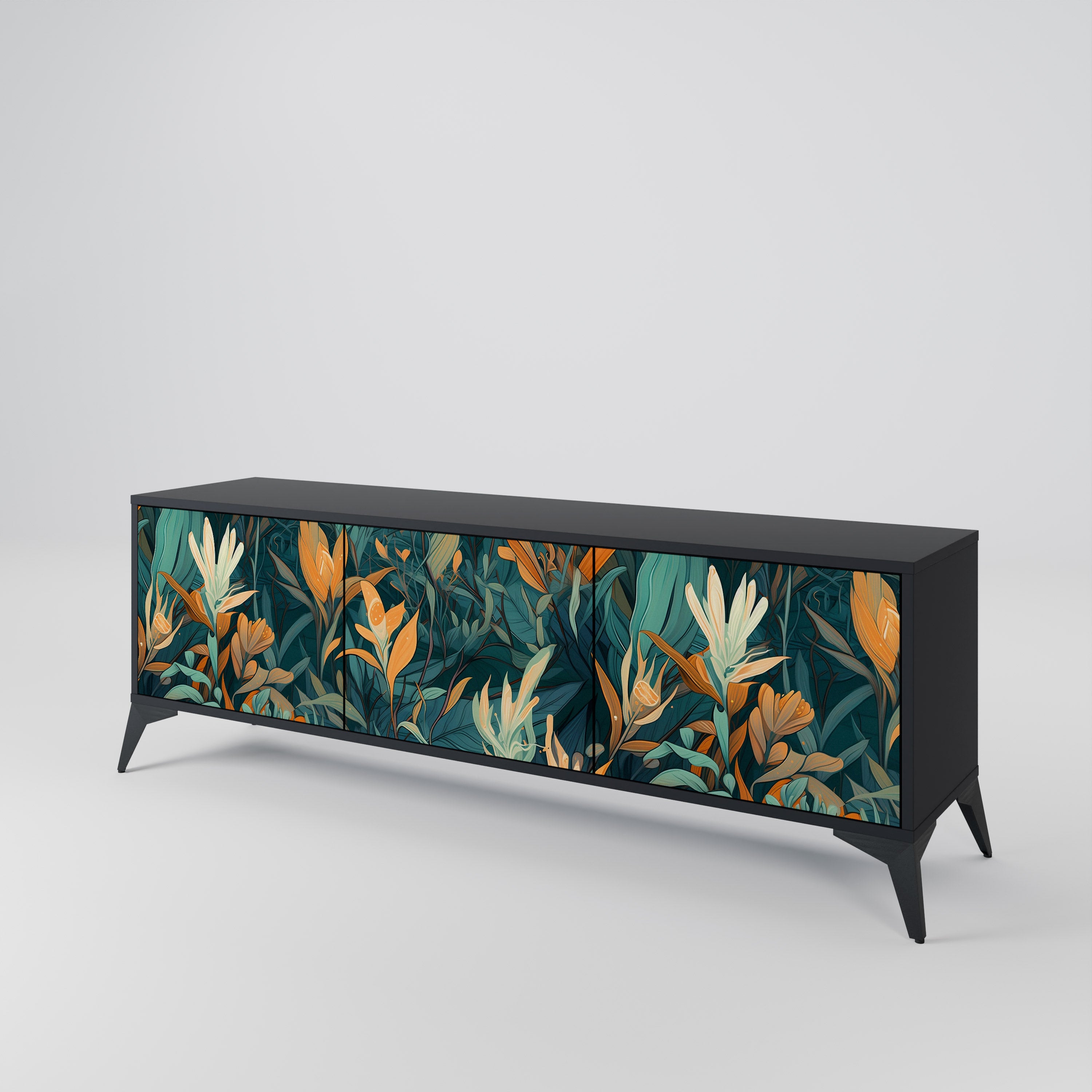 FLORAL SERENITY Třídveřový TV stolek