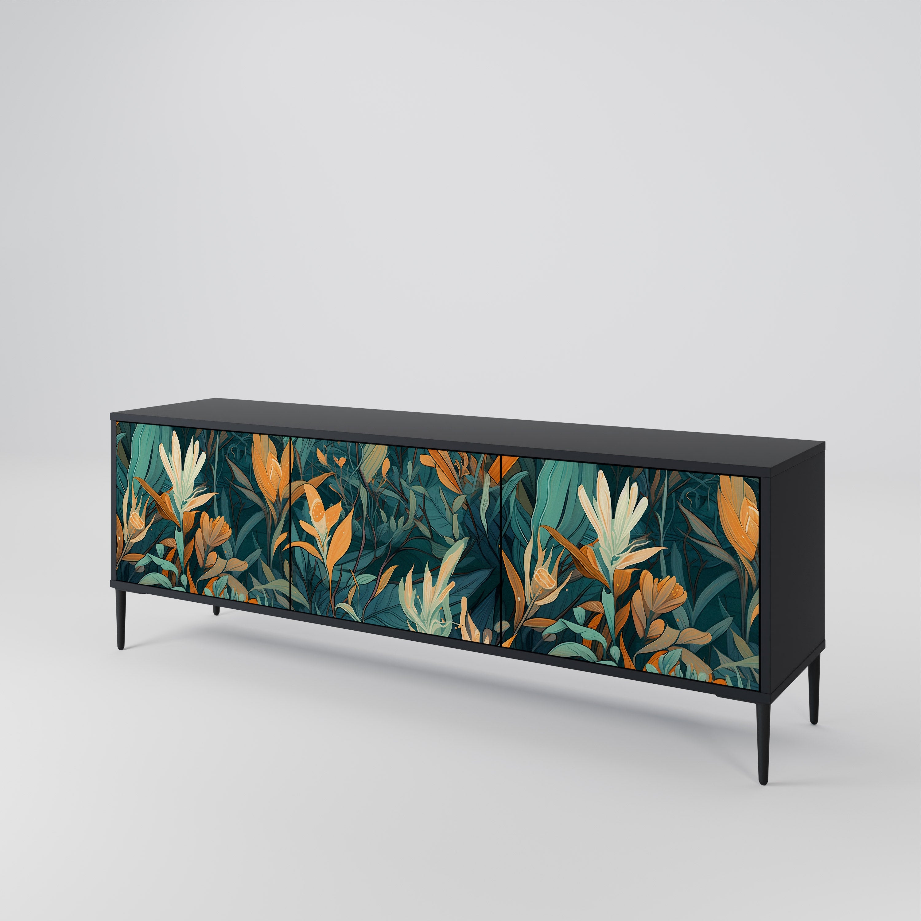 FLORAL SERENITY Třídveřový TV stolek