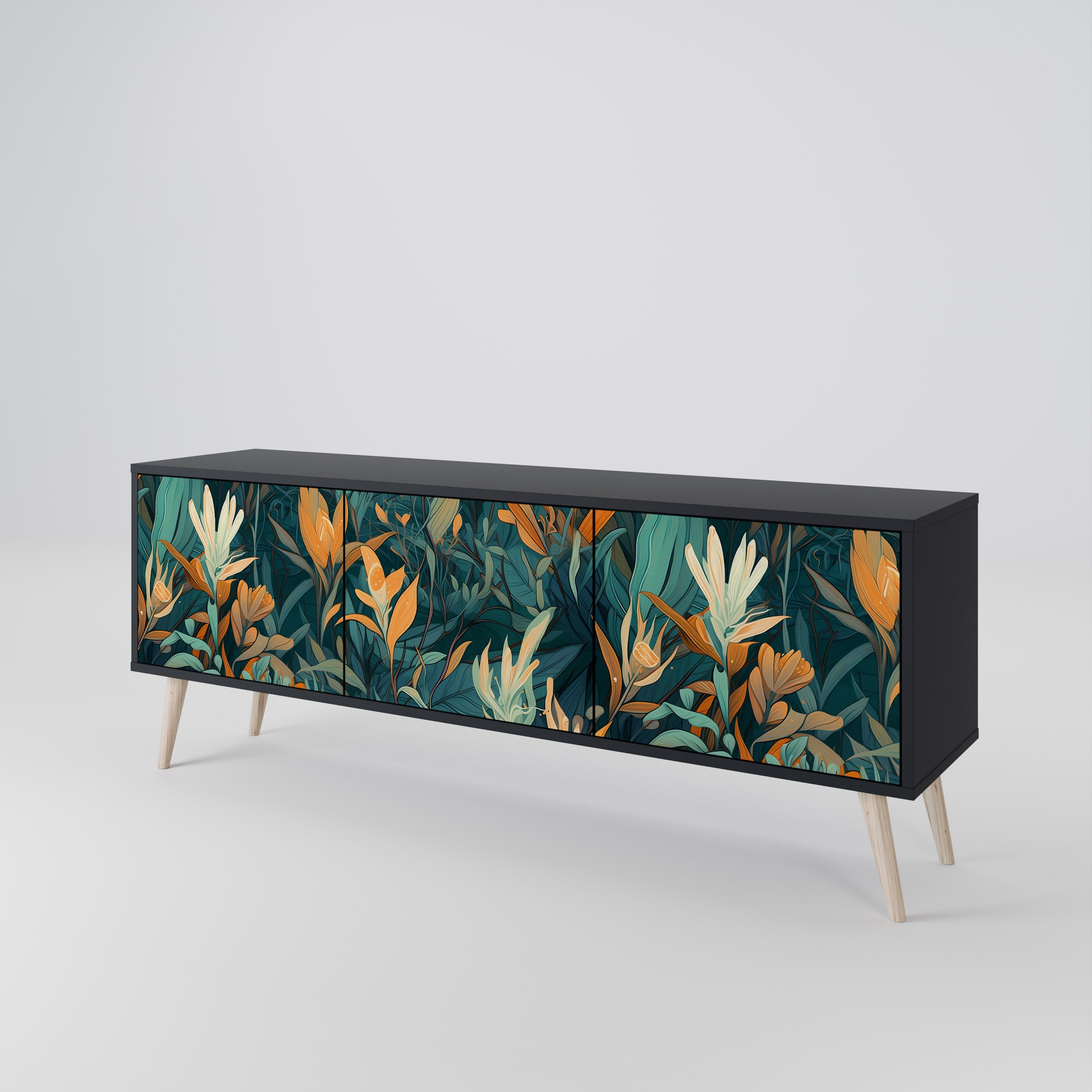 FLORAL SERENITY Třídveřový TV stolek