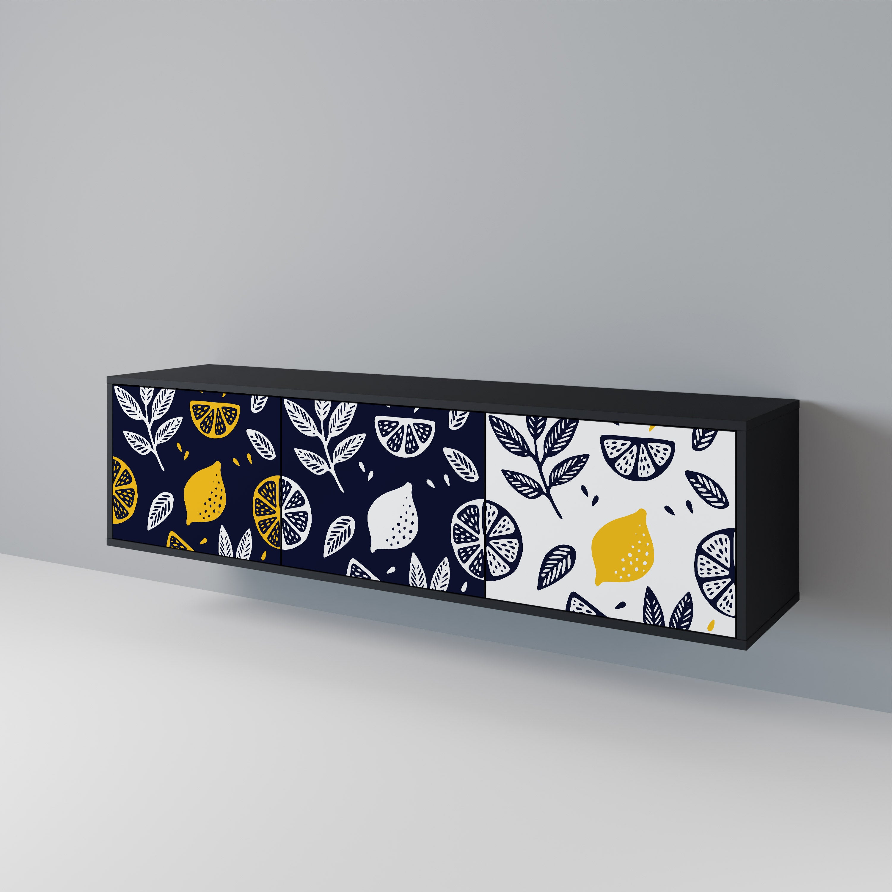 CITRUS BLACK AND WHITE Třídveřový TV stolek