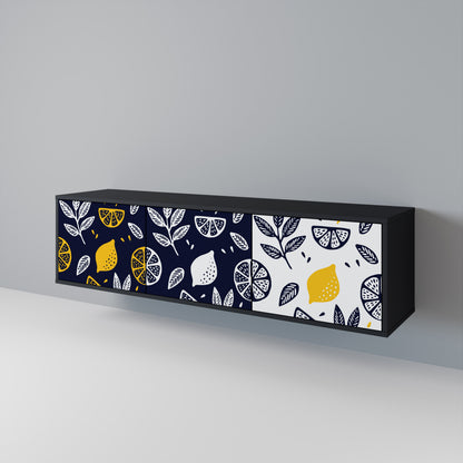 CITRUS BLACK AND WHITE Třídveřový TV stolek