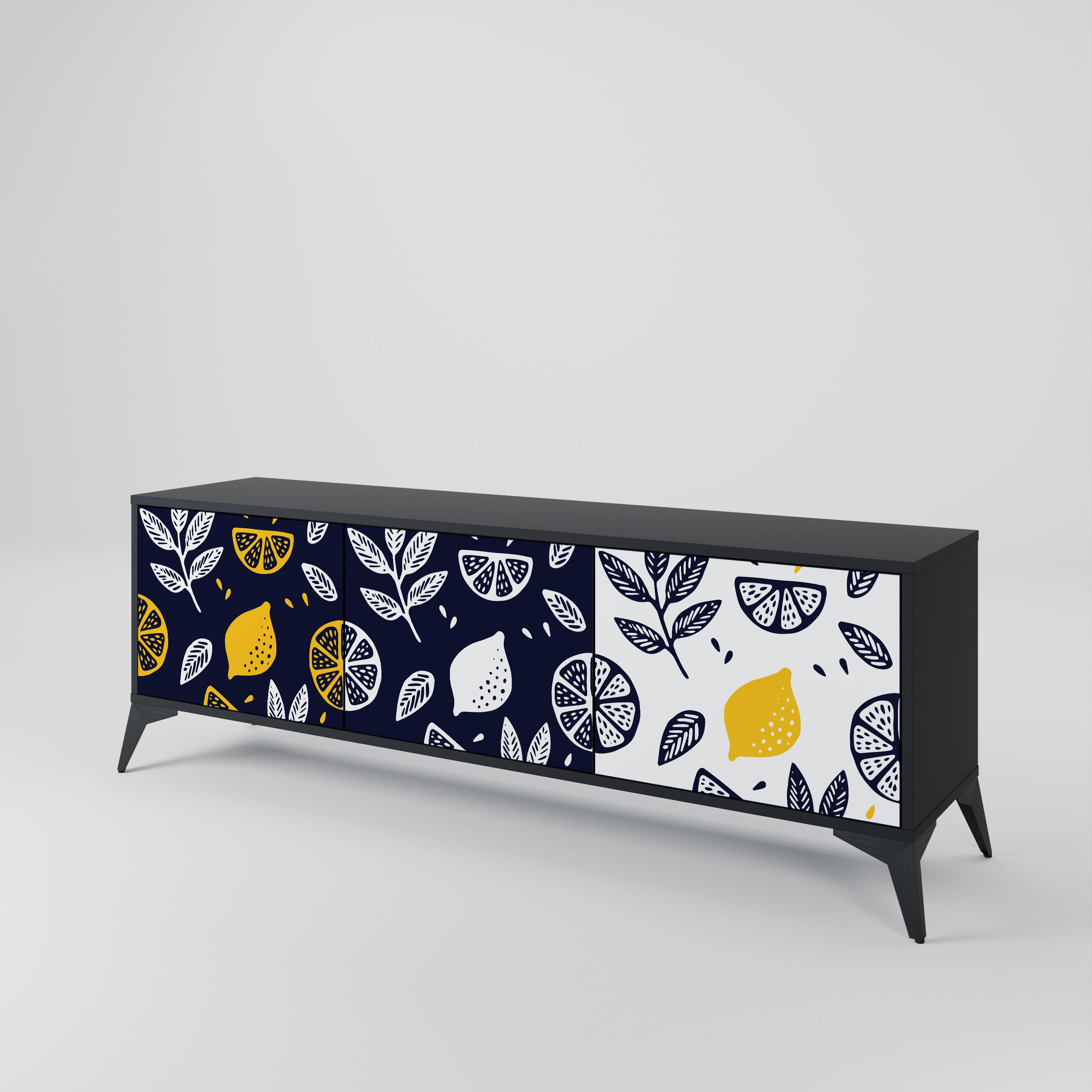 CITRUS BLACK AND WHITE Třídveřový TV stolek