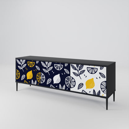 CITRUS BLACK AND WHITE Třídveřový TV stolek