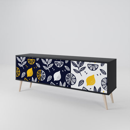 CITRUS BLACK AND WHITE Třídveřový TV stolek